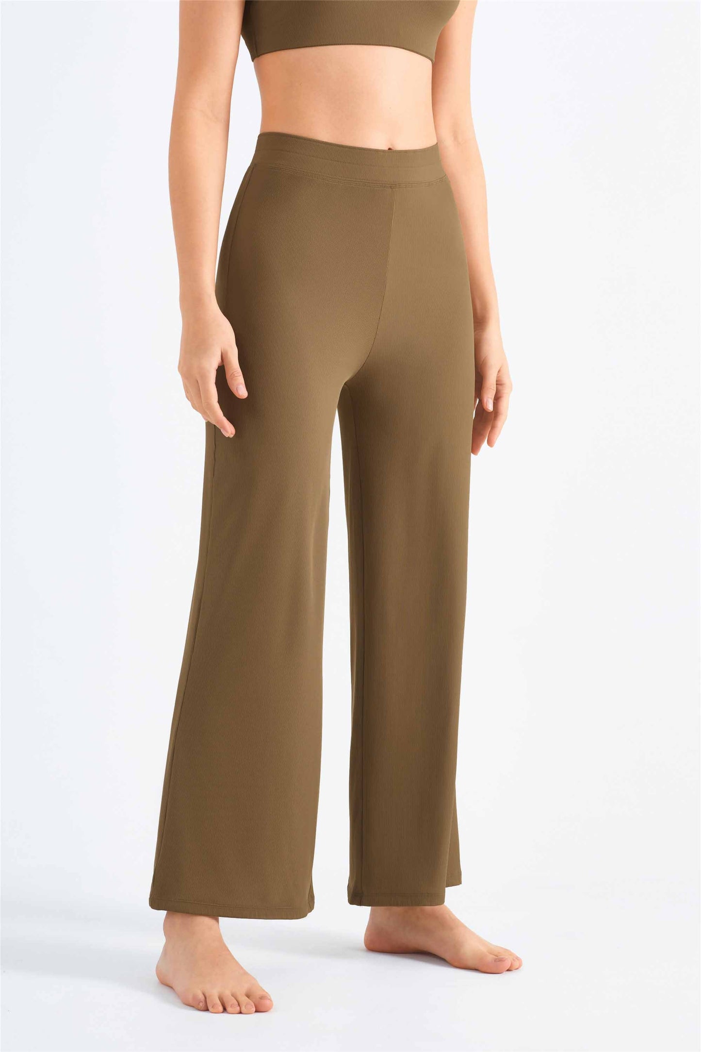 CK1456-DRIB thin ribbed sunblock cool loose wide leg pants with waist yoga pants sports casual drawstring girdle pants for women