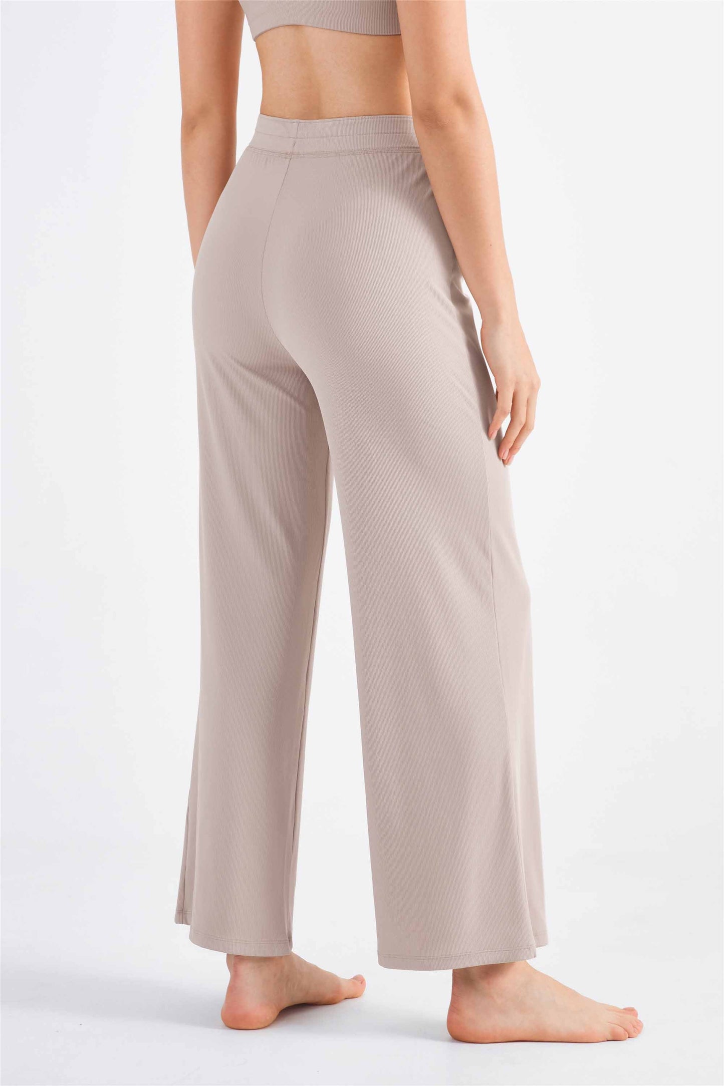 CK1456-DRIB thin ribbed sunblock cool loose wide leg pants with waist yoga pants sports casual drawstring girdle pants for women