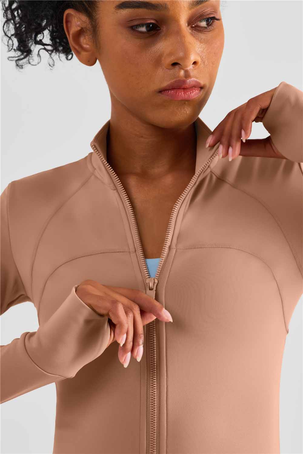 WT1473-Warm shell autumn and winter cashmere new sports coat non-slip zipper fitness clothing warm comfortable yoga clothing top women