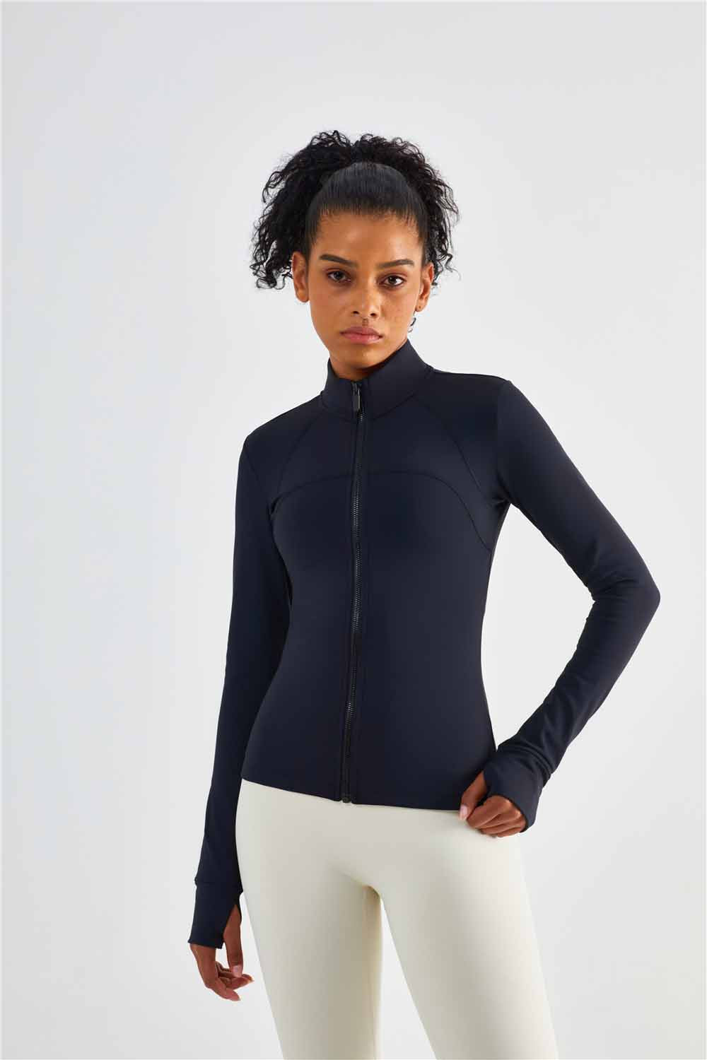 WT1473-Warm shell autumn and winter cashmere new sports coat non-slip zipper fitness clothing warm comfortable yoga clothing top women