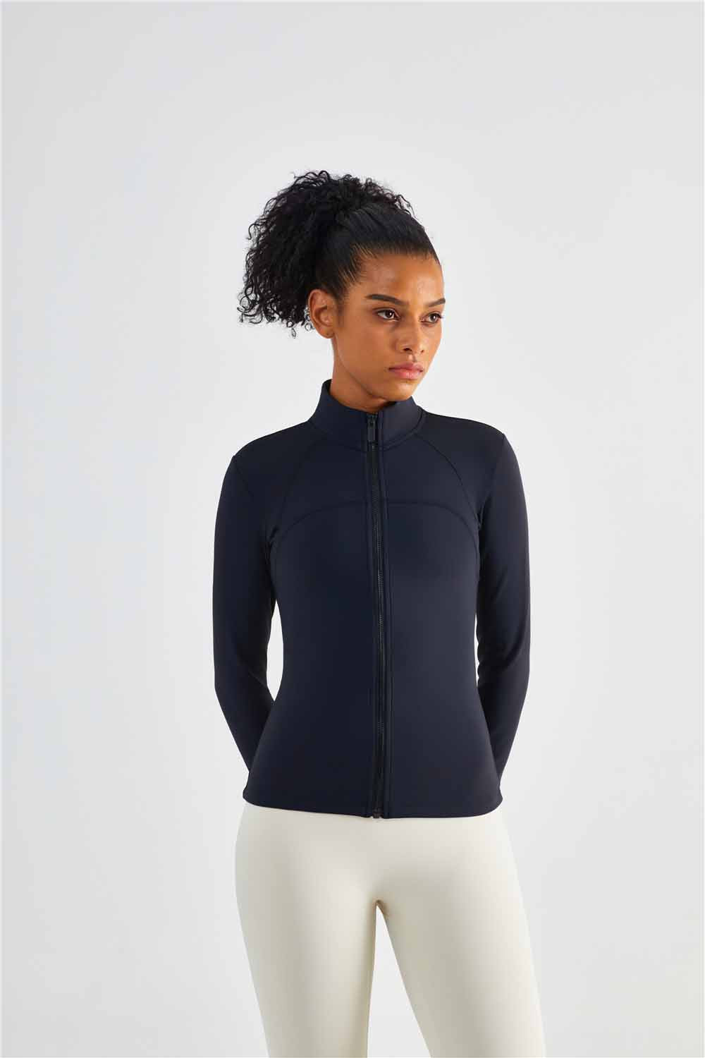 WT1473-Warm shell autumn and winter cashmere new sports coat non-slip zipper fitness clothing warm comfortable yoga clothing top women