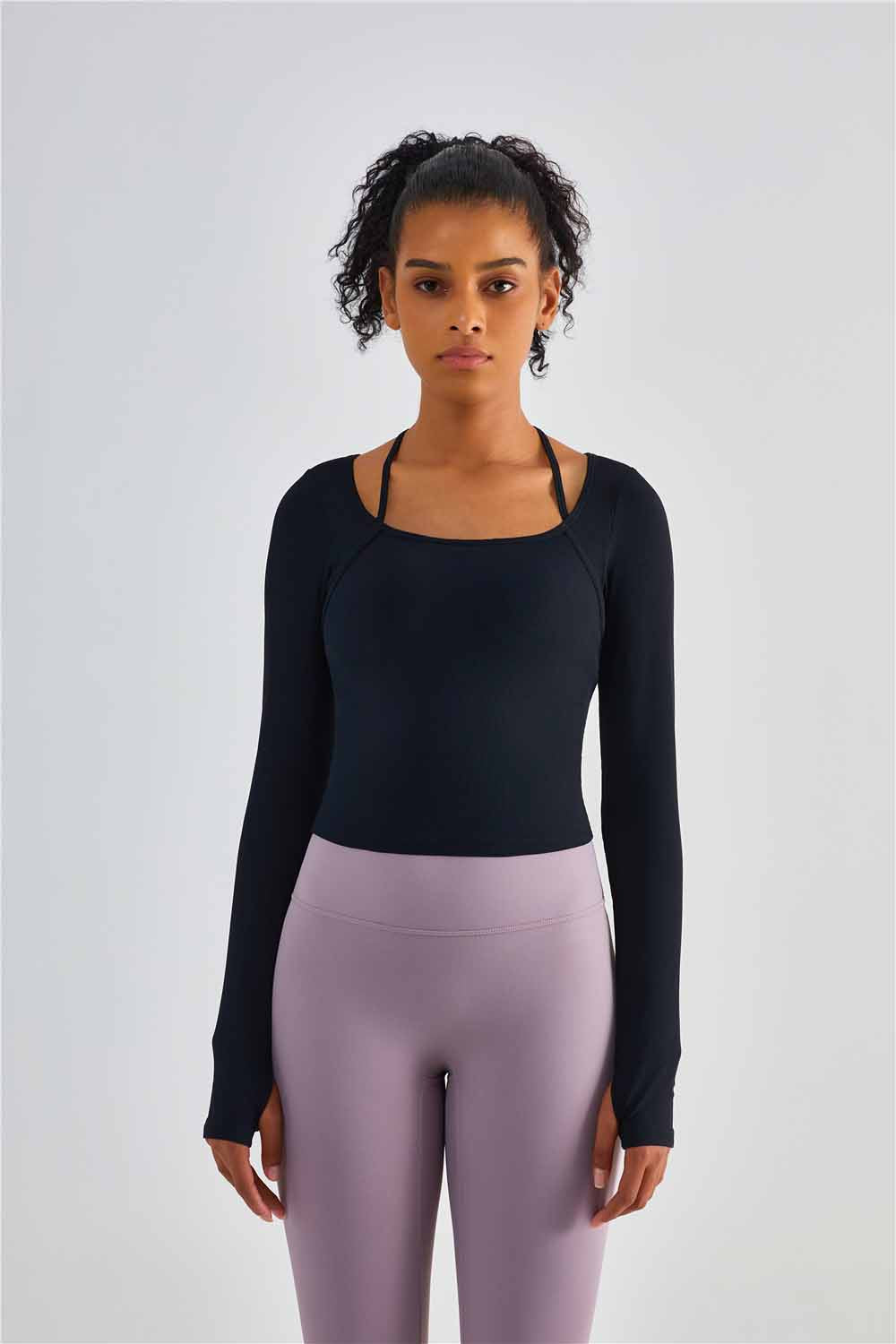 CX1489-Europe and the United States hang neck sportswear cross-border yoga wear original top women with chest pad long-sleeved fitness wear