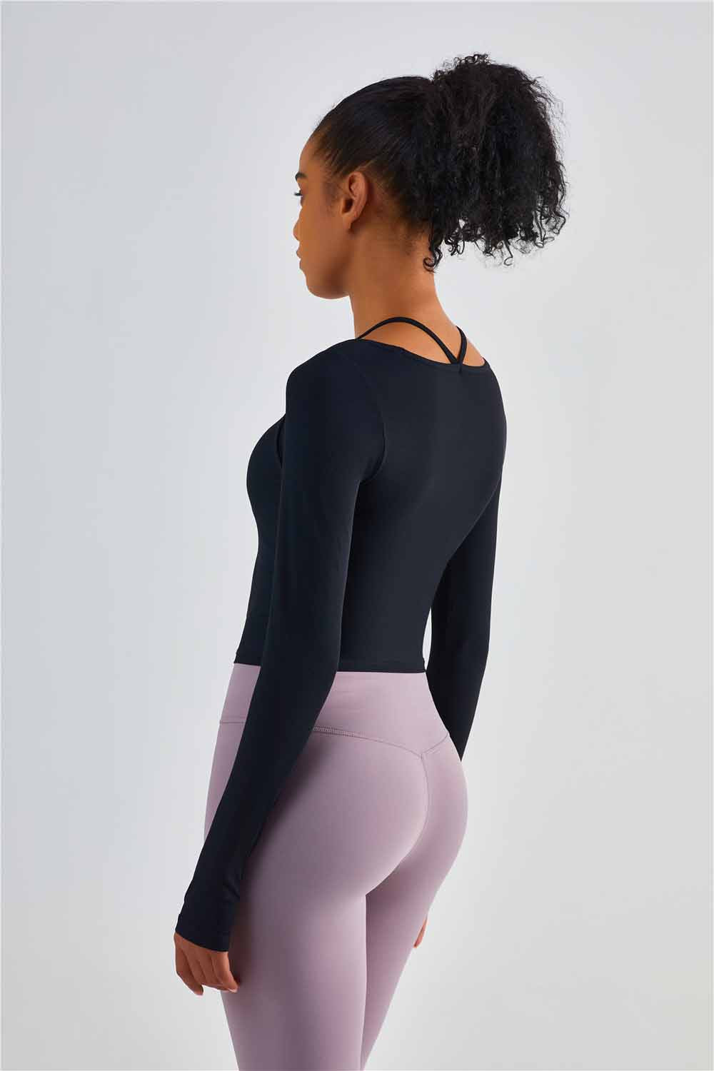CX1489-Europe and the United States hang neck sportswear cross-border yoga wear original top women with chest pad long-sleeved fitness wear