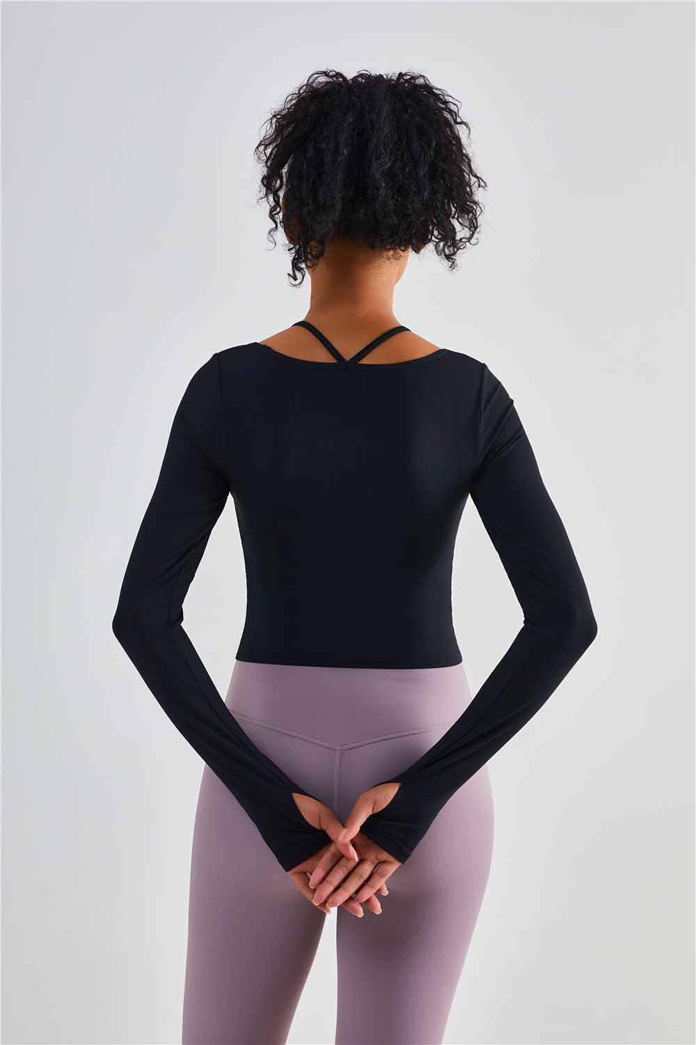 CX1489-Europe and the United States hang neck sportswear cross-border yoga wear original top women with chest pad long-sleeved fitness wear