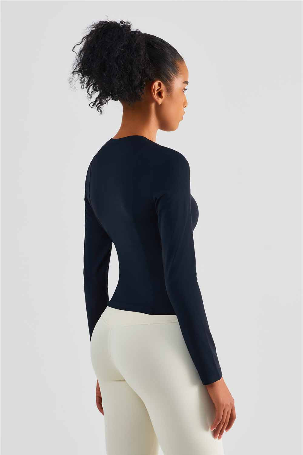 CX1495-Nuls Europe and the United States soft breast line slim-fit version long-sleeved yoga wear classic round neck one-piece yoga blazer