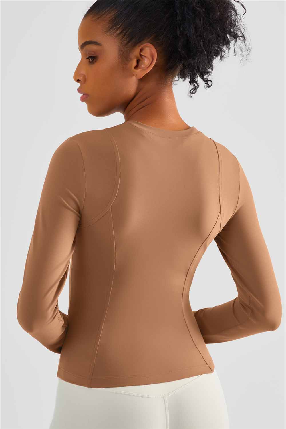 CX1495-Nuls Europe and the United States soft breast line slim-fit version long-sleeved yoga wear classic round neck one-piece yoga blazer