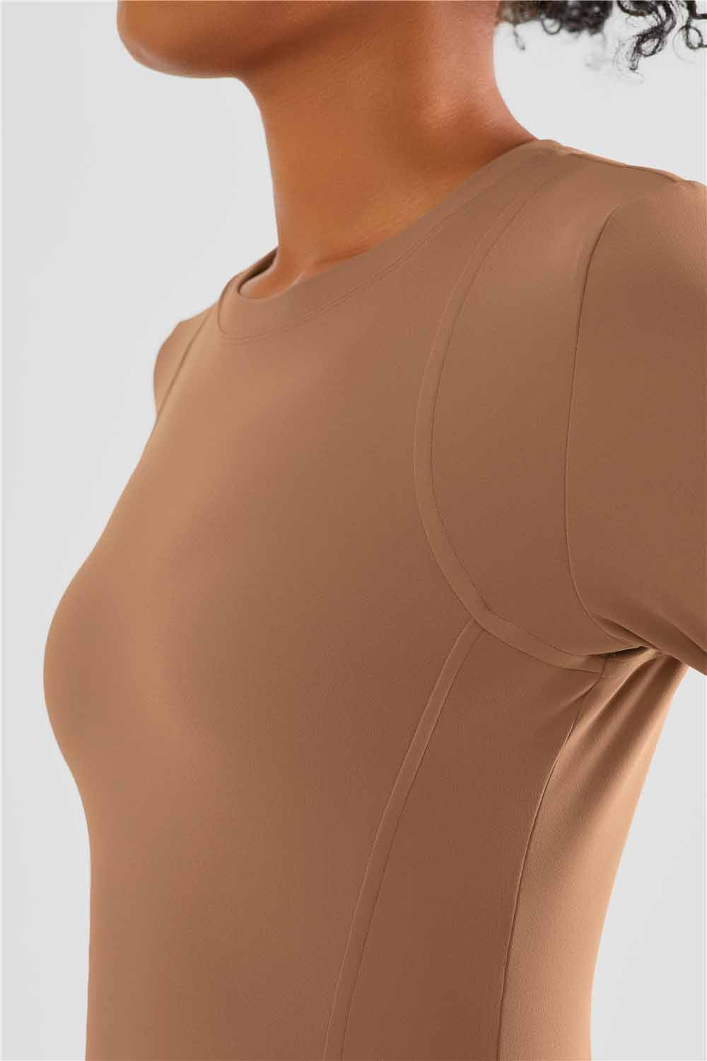 CX1495-Nuls Europe and the United States soft breast line slim-fit version long-sleeved yoga wear classic round neck one-piece yoga blazer