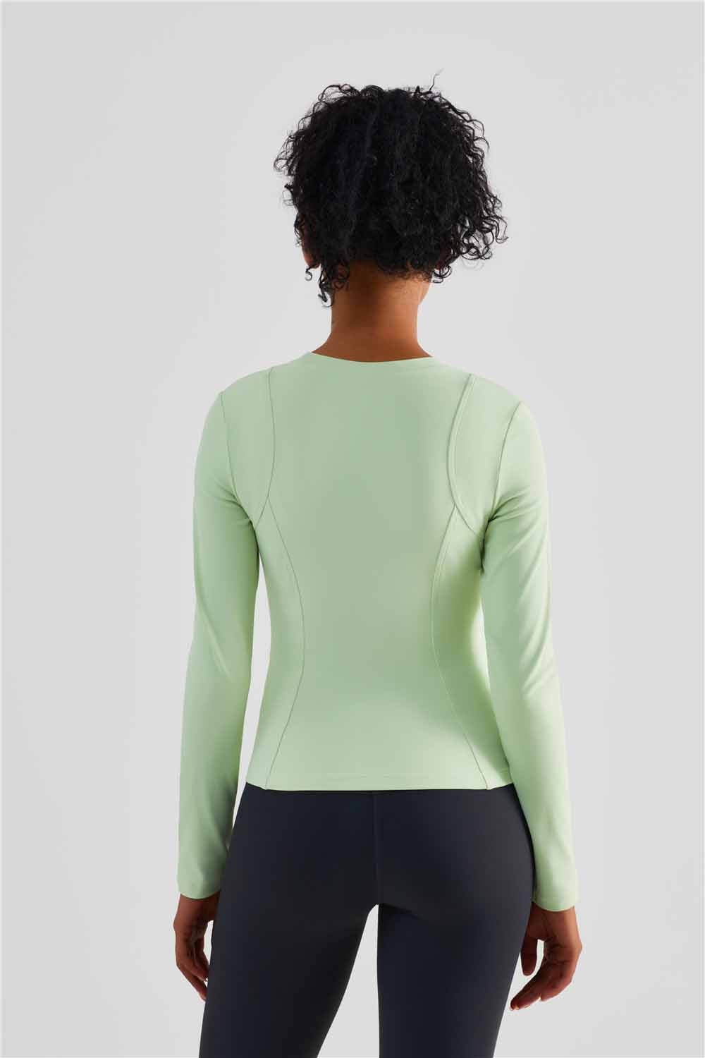 CX1495-Nuls Europe and the United States soft breast line slim-fit version long-sleeved yoga wear classic round neck one-piece yoga blazer