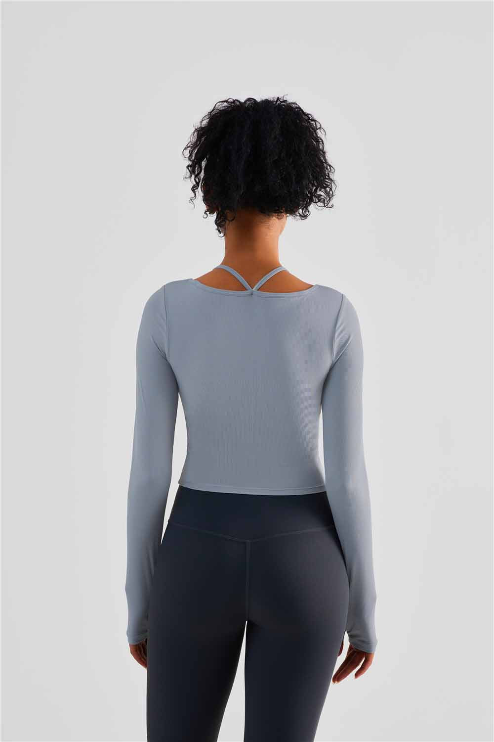 CX1489-Europe and the United States hang neck sportswear cross-border yoga wear original top women with chest pad long-sleeved fitness wear