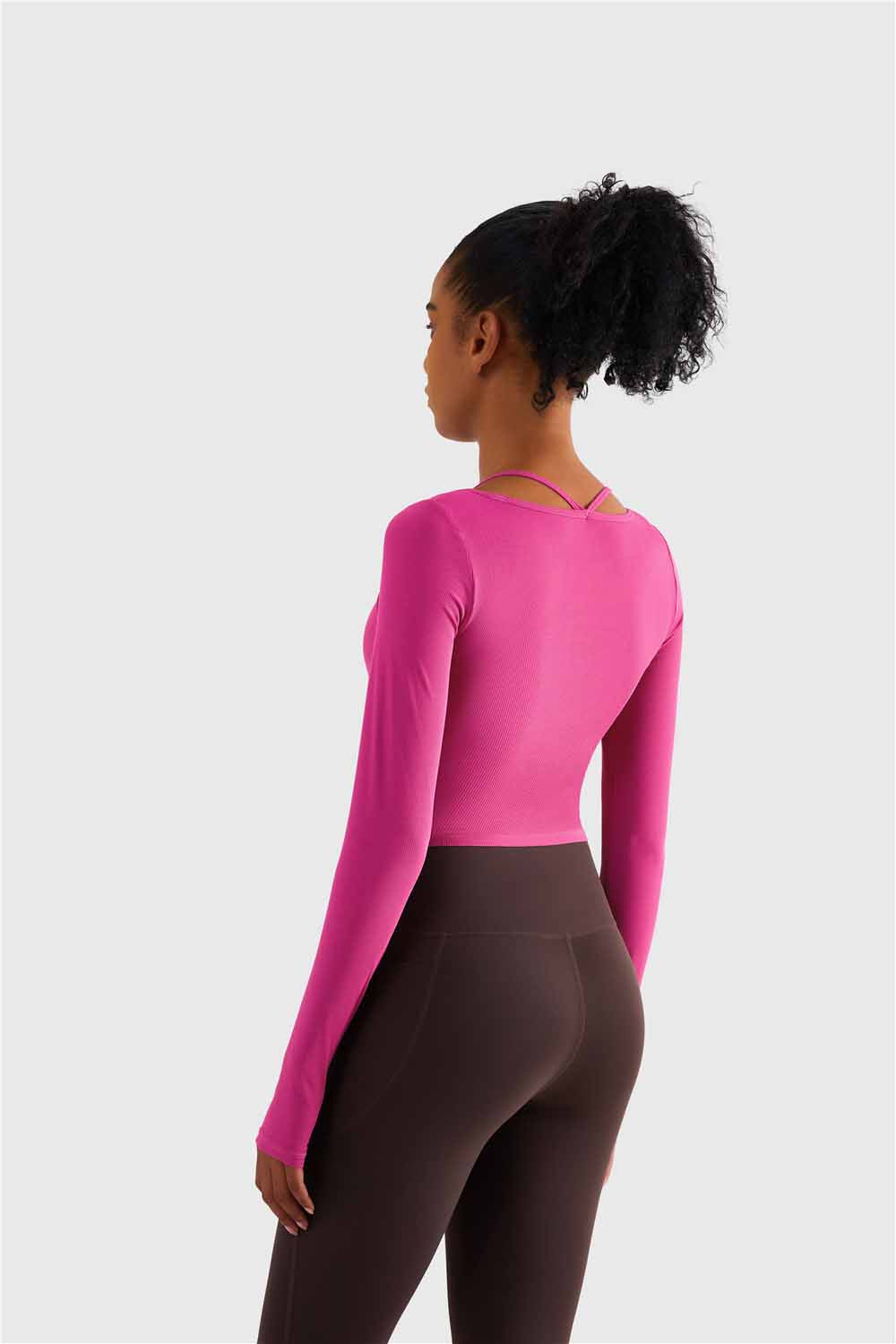 CX1489-Europe and the United States hang neck sportswear cross-border yoga wear original top women with chest pad long-sleeved fitness wear
