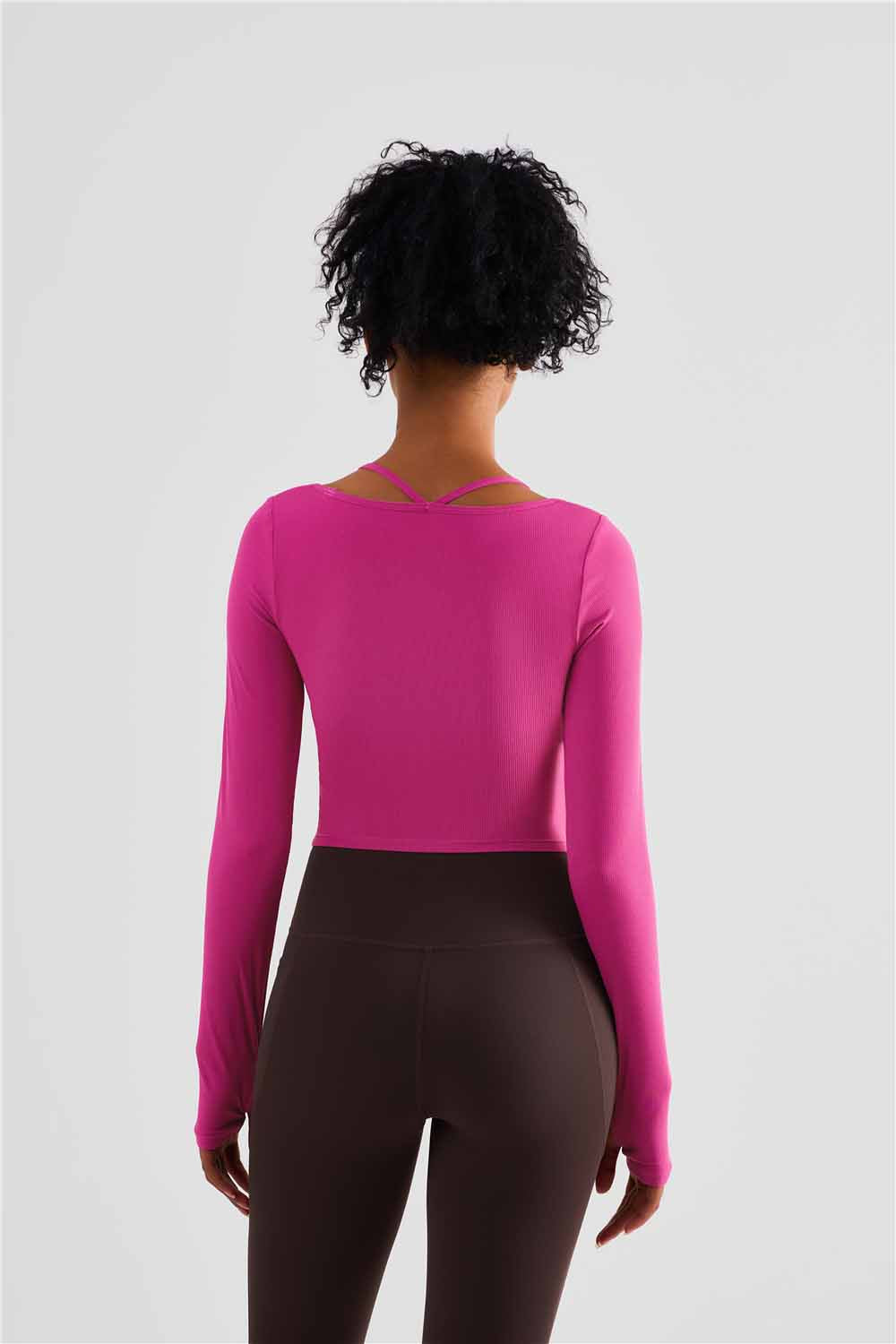 CX1489-Europe and the United States hang neck sportswear cross-border yoga wear original top women with chest pad long-sleeved fitness wear