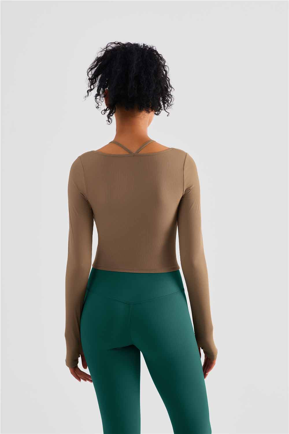 CX1489-Europe and the United States hang neck sportswear cross-border yoga wear original top women with chest pad long-sleeved fitness wear