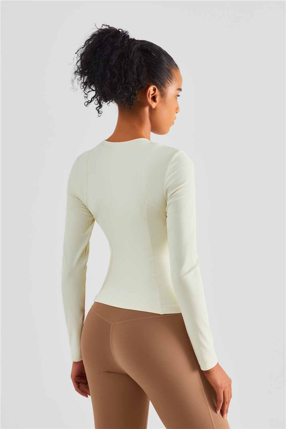 CX1495-Nuls Europe and the United States soft breast line slim-fit version long-sleeved yoga wear classic round neck one-piece yoga blazer