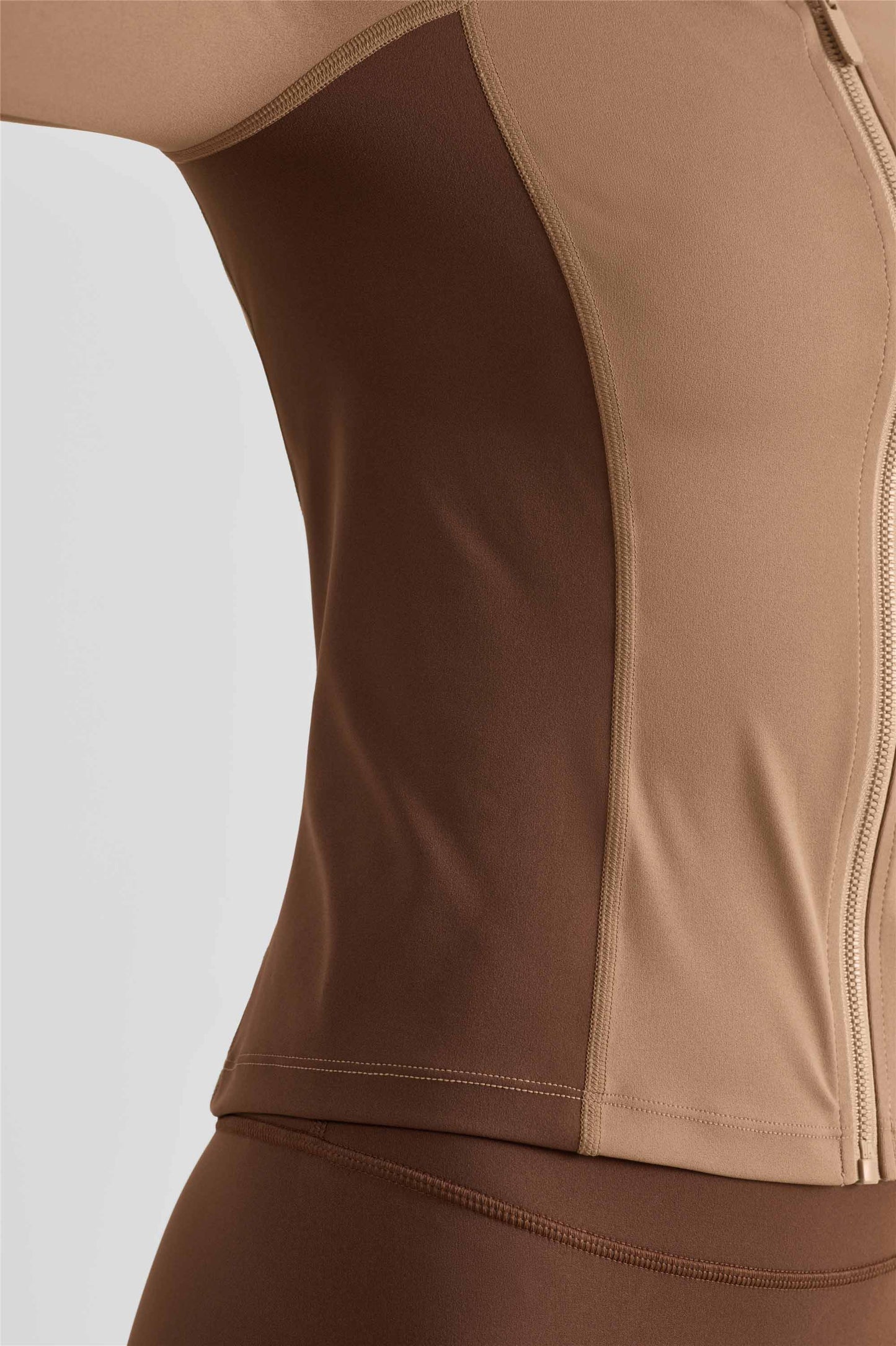 WT1505-NULS new matching color waist fine top women's non-slip zipper comfortable tight sport coat High tie finger set sportswear