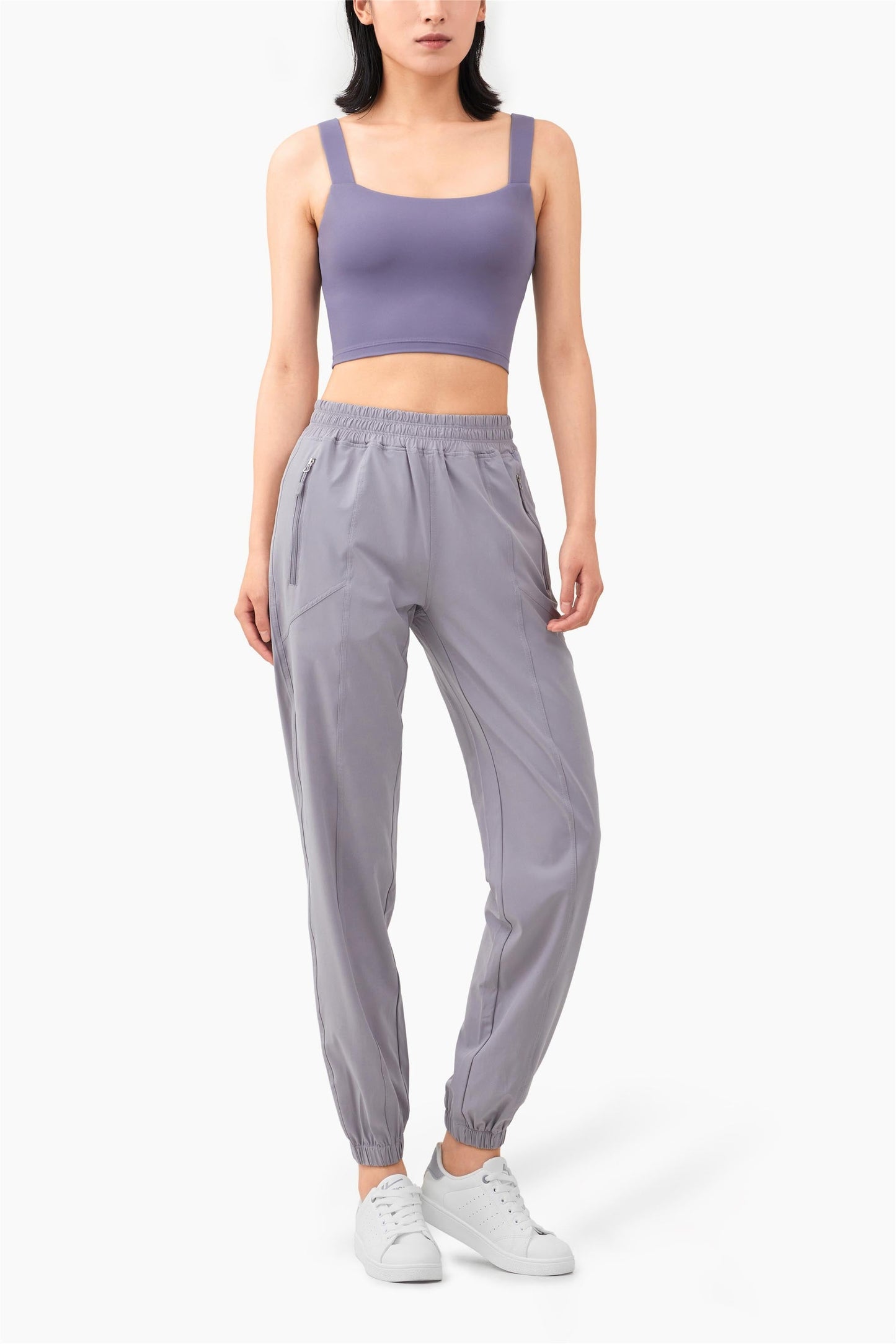 CK1254-SZ Tight zipper pocket high-waisted running pants Women's peach wing hip Fitness pants Loose casual leg corset sweatpants
