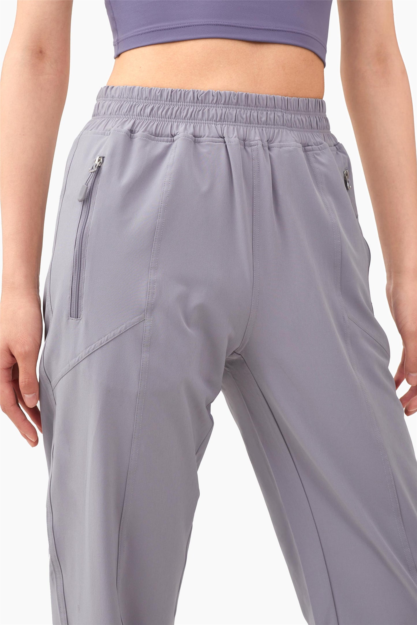 CK1254-SZ Tight zipper pocket high-waisted running pants Women's peach wing hip Fitness pants Loose casual leg corset sweatpants