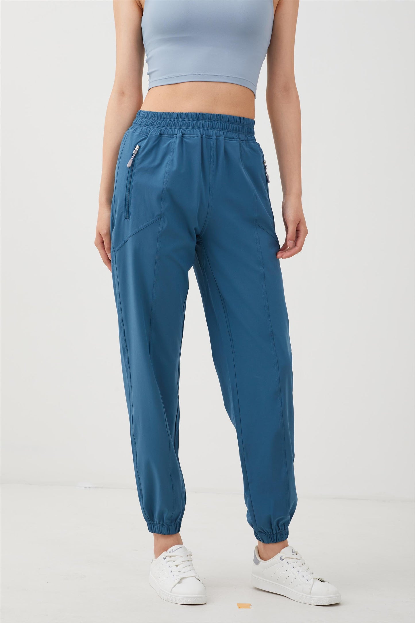 CK1254-SZ Tight zipper pocket high-waisted running pants Women's peach wing hip Fitness pants Loose casual leg corset sweatpants