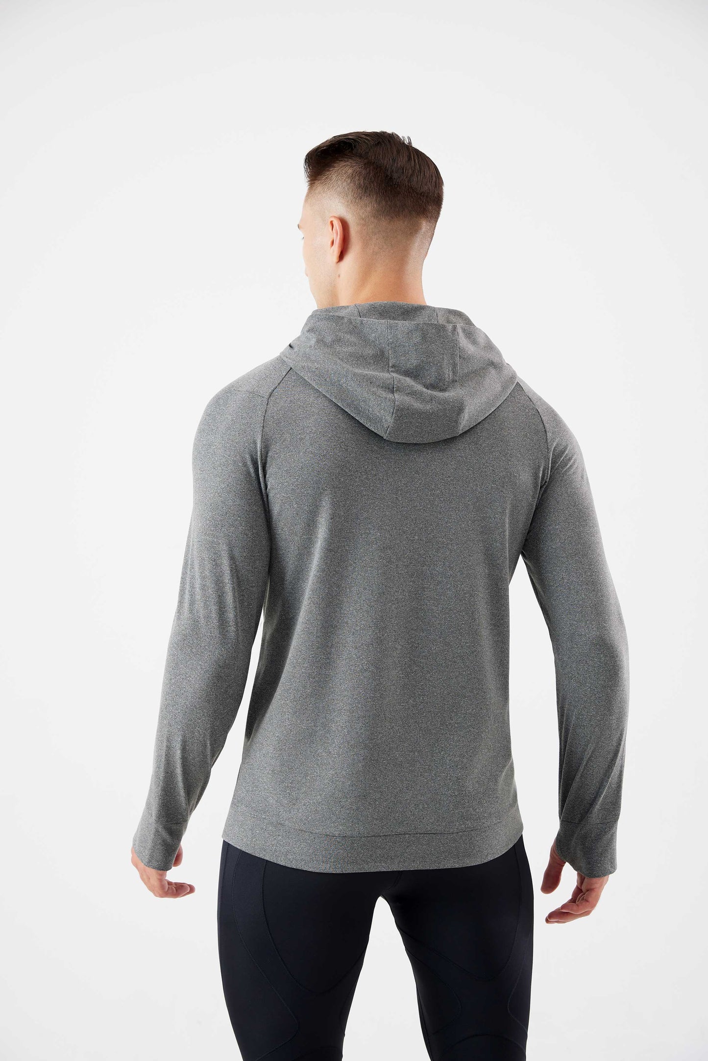 HRYT23005-Autumn and winter running hooded warm hoodie long sleeve jacket outdoor skiing plus velvet thumb hole fitness training clothes