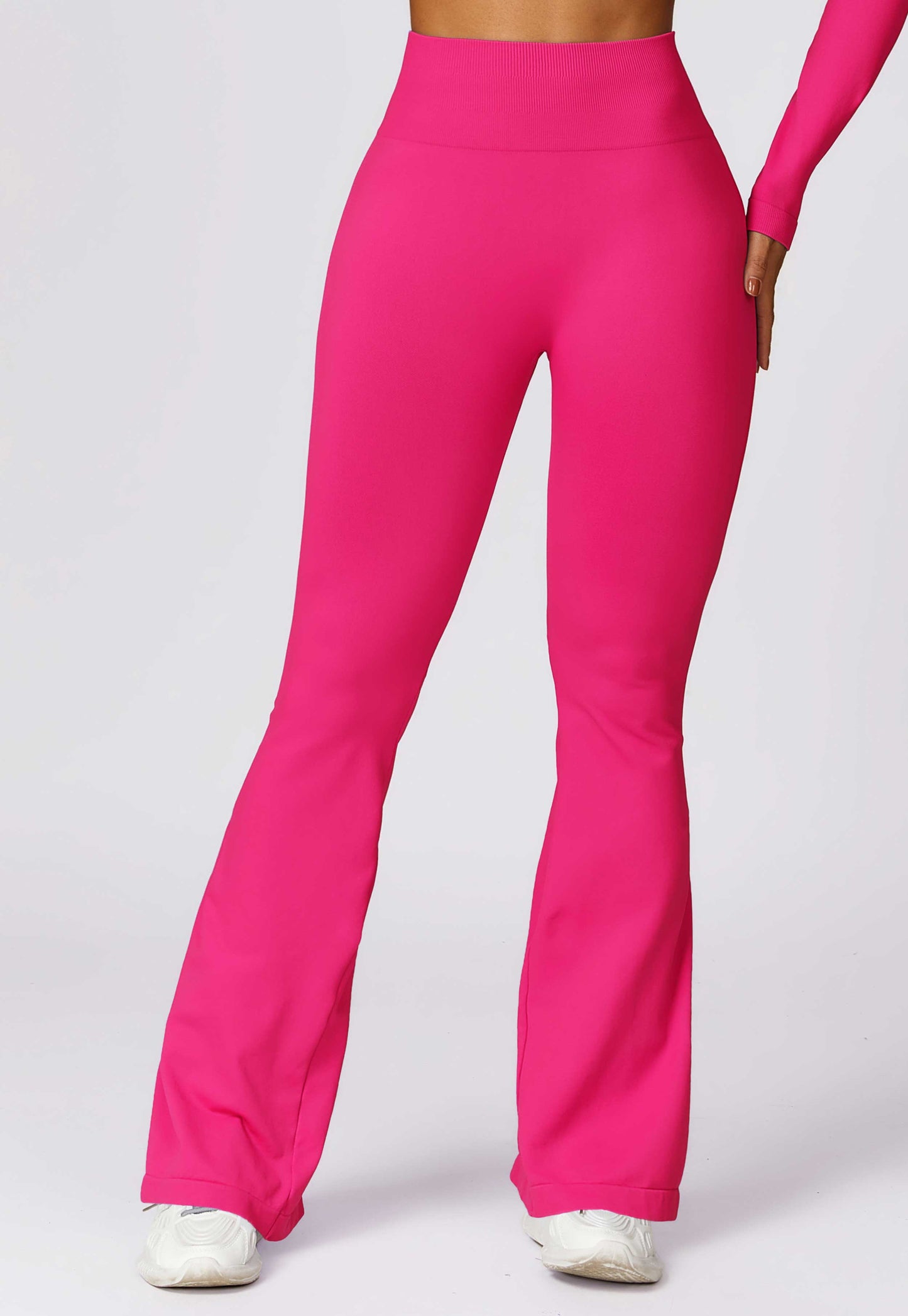 HR7502-2-Wide-leg seamless hip-lifting yoga flared pants, high-waisted slightly flared casual sports pants for tummy control