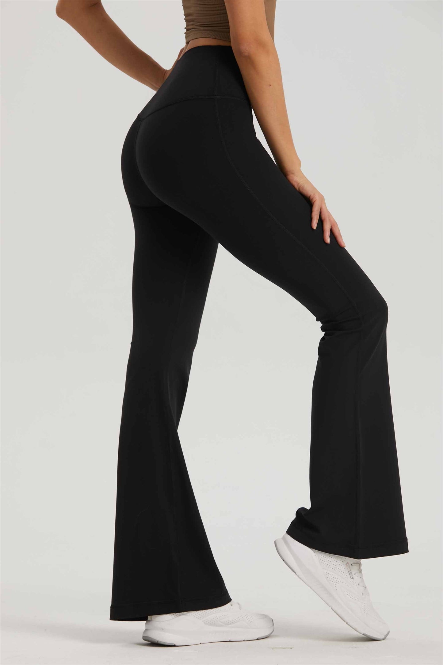 CK1524-NUF Lycra nude no size Yoga flares women's high-waisted hip lift yoga dress autumn no T micro yoga pants