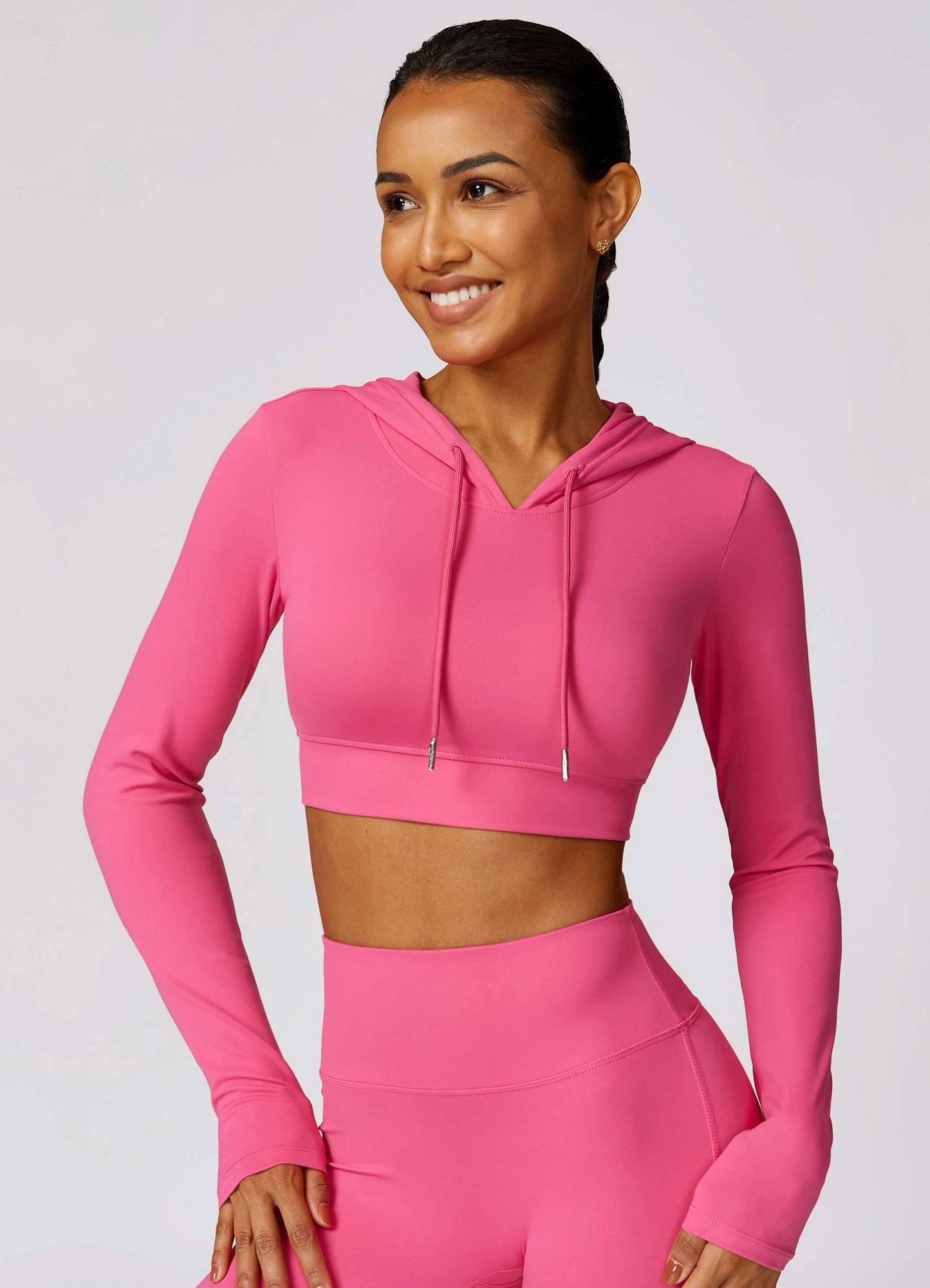 HR8579-3-Spring quick-drying long-sleeved yoga training outdoor running sports T-shirt with hooded fitness top