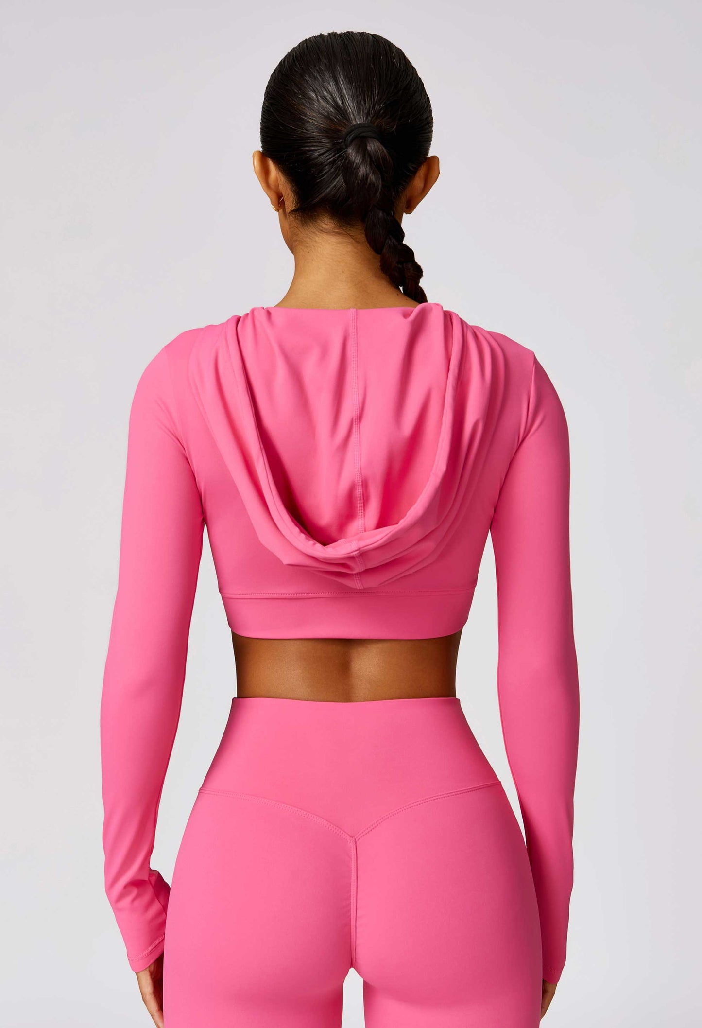 HR8579-3-Spring quick-drying long-sleeved yoga training outdoor running sports T-shirt with hooded fitness top