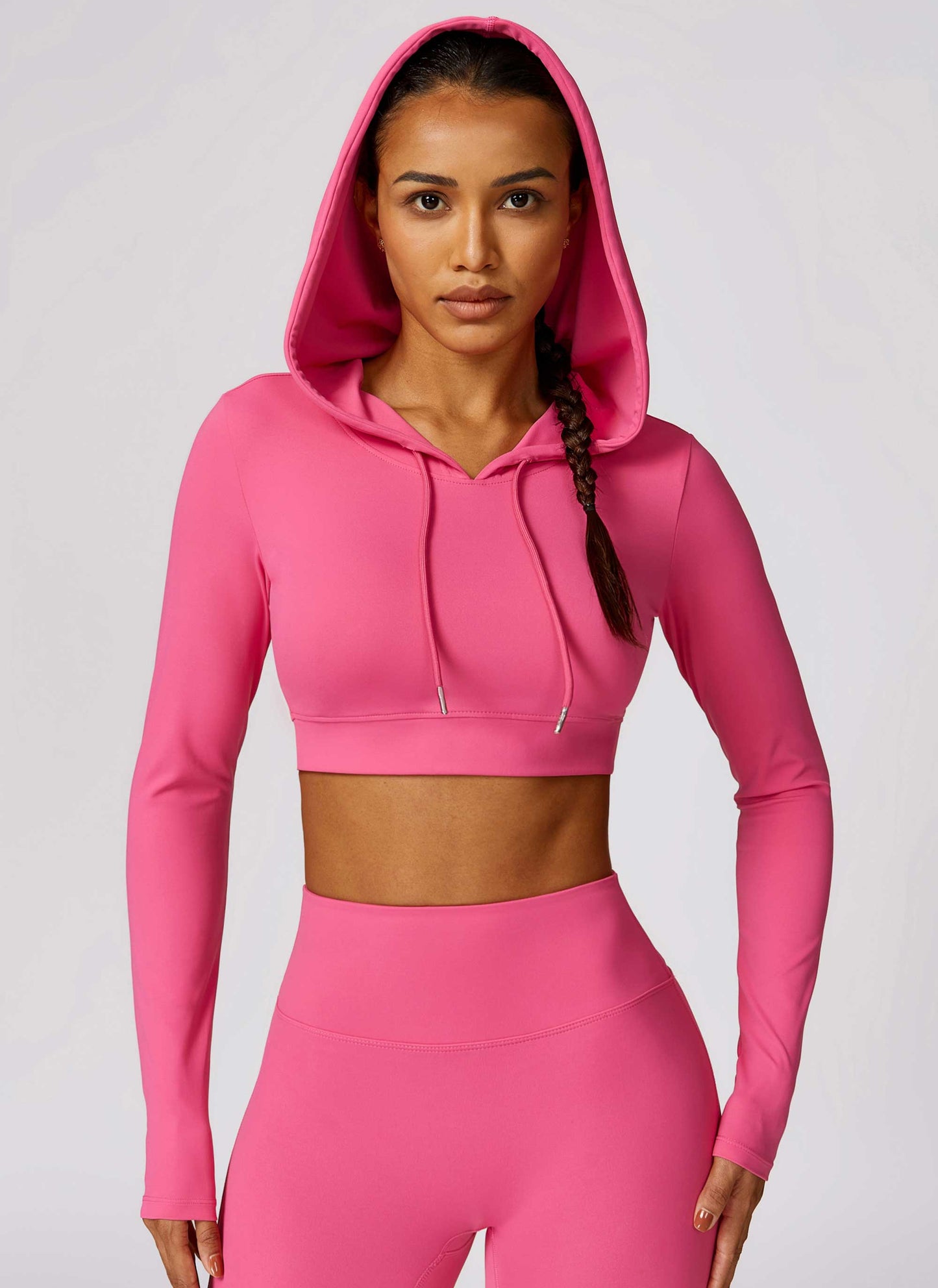 HR8579-3-Spring quick-drying long-sleeved yoga training outdoor running sports T-shirt with hooded fitness top