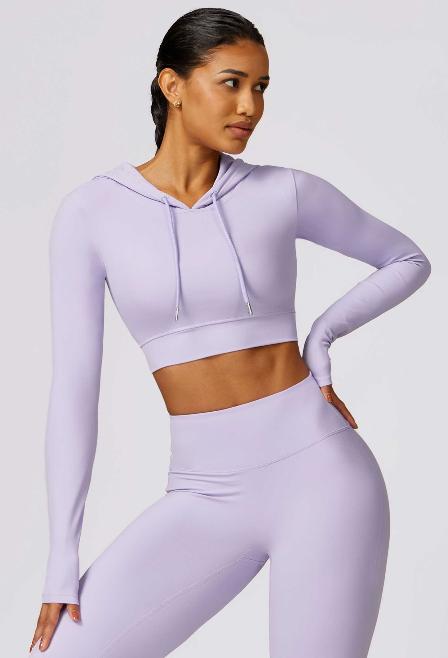HR8579-3-Spring quick-drying long-sleeved yoga training outdoor running sports T-shirt with hooded fitness top