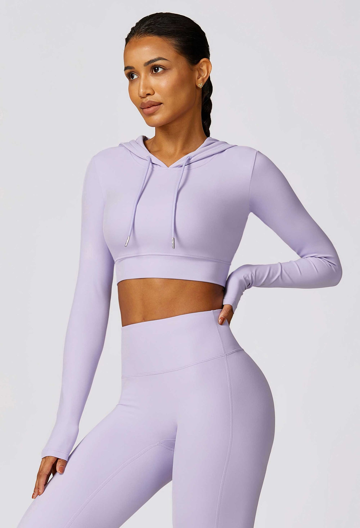 HR8579-3-Spring quick-drying long-sleeved yoga training outdoor running sports T-shirt with hooded fitness top