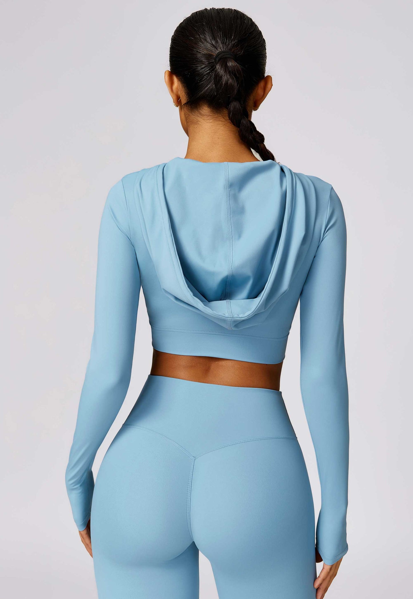 HR8579-3-Spring quick-drying long-sleeved yoga training outdoor running sports T-shirt with hooded fitness top