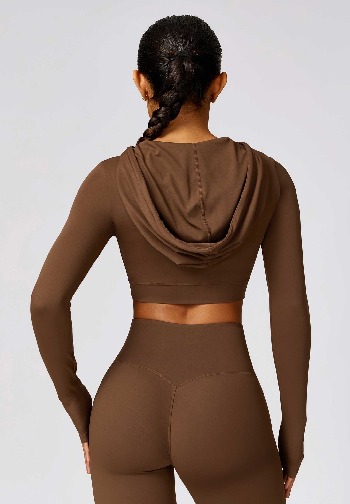HR8579-3-Spring quick-drying long-sleeved yoga training outdoor running sports T-shirt with hooded fitness top