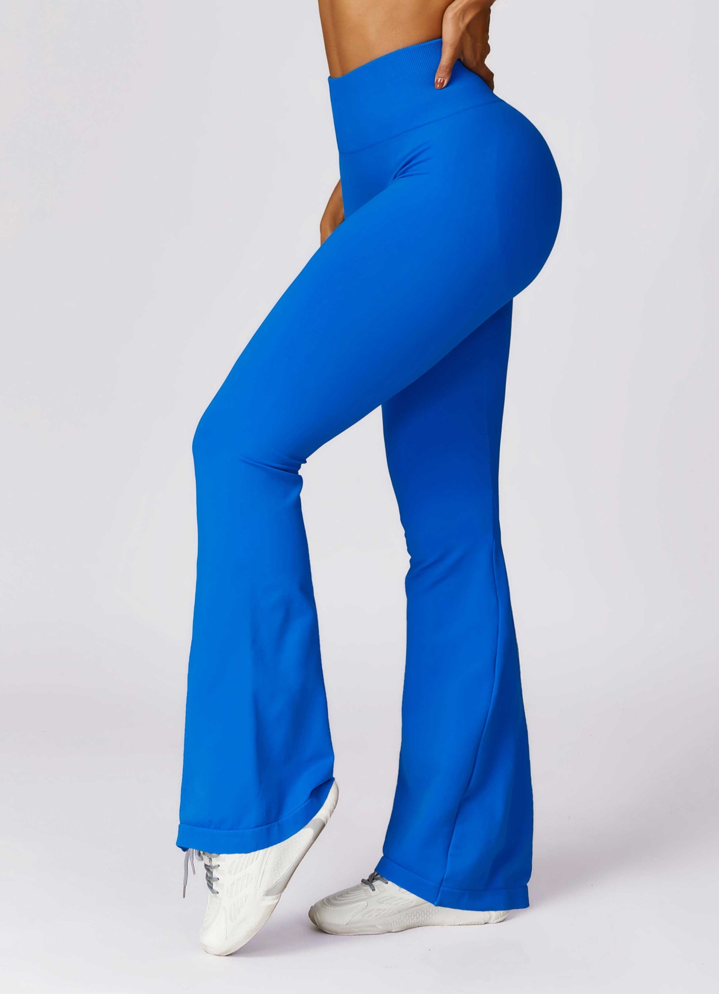 HR7502-2-Wide-leg seamless hip-lifting yoga flared pants, high-waisted slightly flared casual sports pants for tummy control