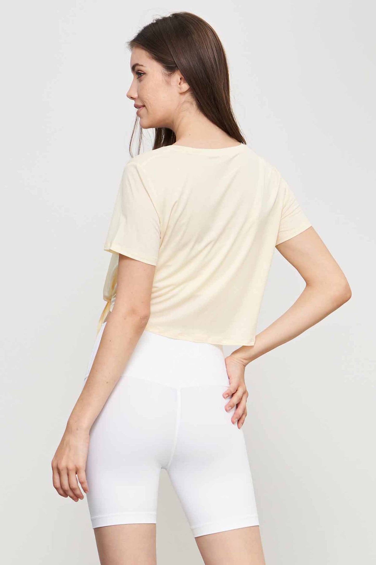 TX1543-ADF light deodorant yoga T-shirt women's summer loose breathable crewneck casual smock slit lace-up short-sleeved top