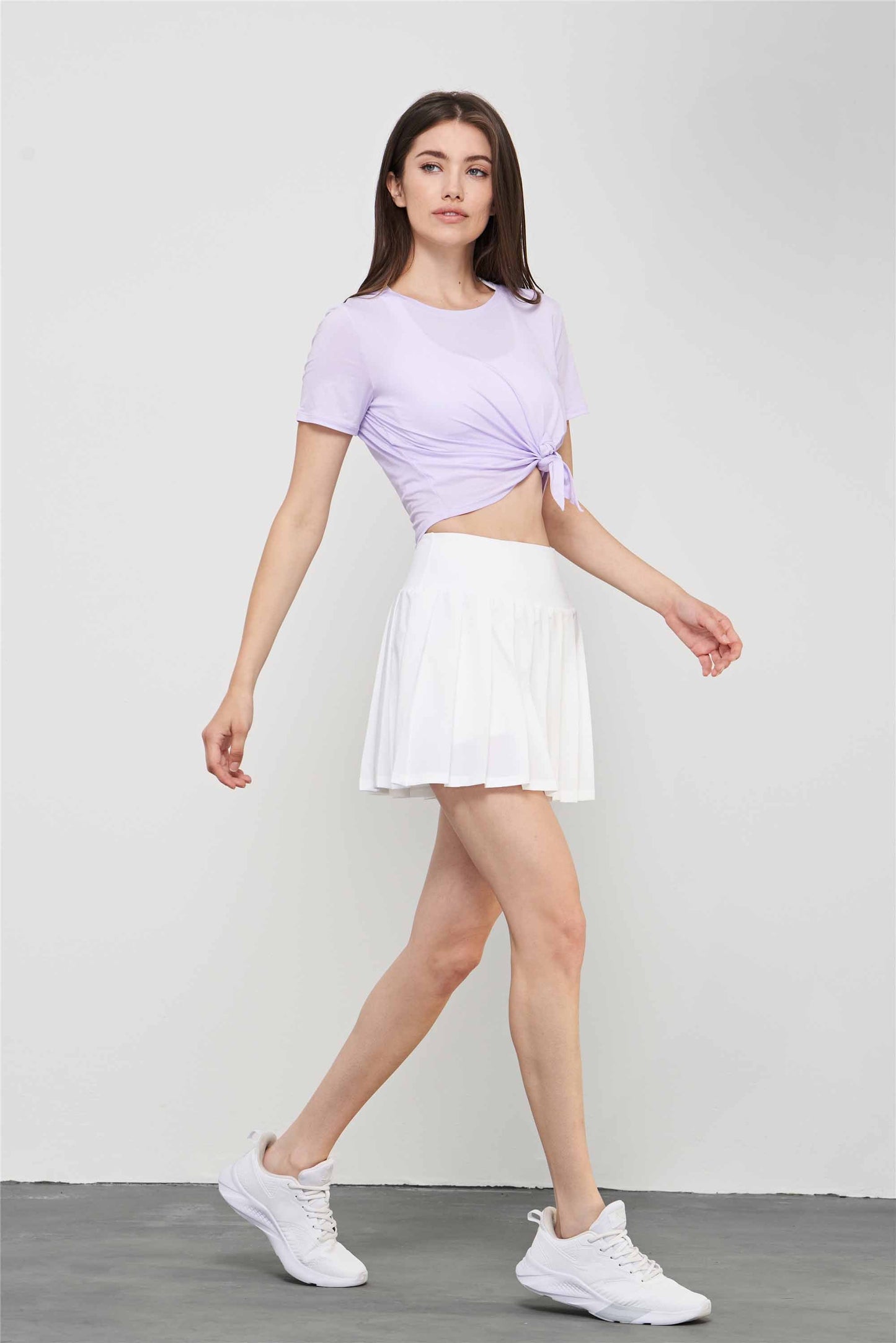 TX1543-ADF light deodorant yoga T-shirt women's summer loose breathable crewneck casual smock slit lace-up short-sleeved top
