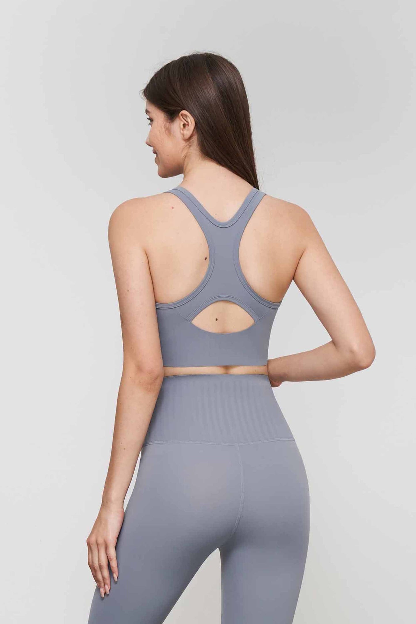 WX1547-SSLC LyCRa zipper sports underwear Women's one-piece fixed cup fitness vest hollow back yoga bra