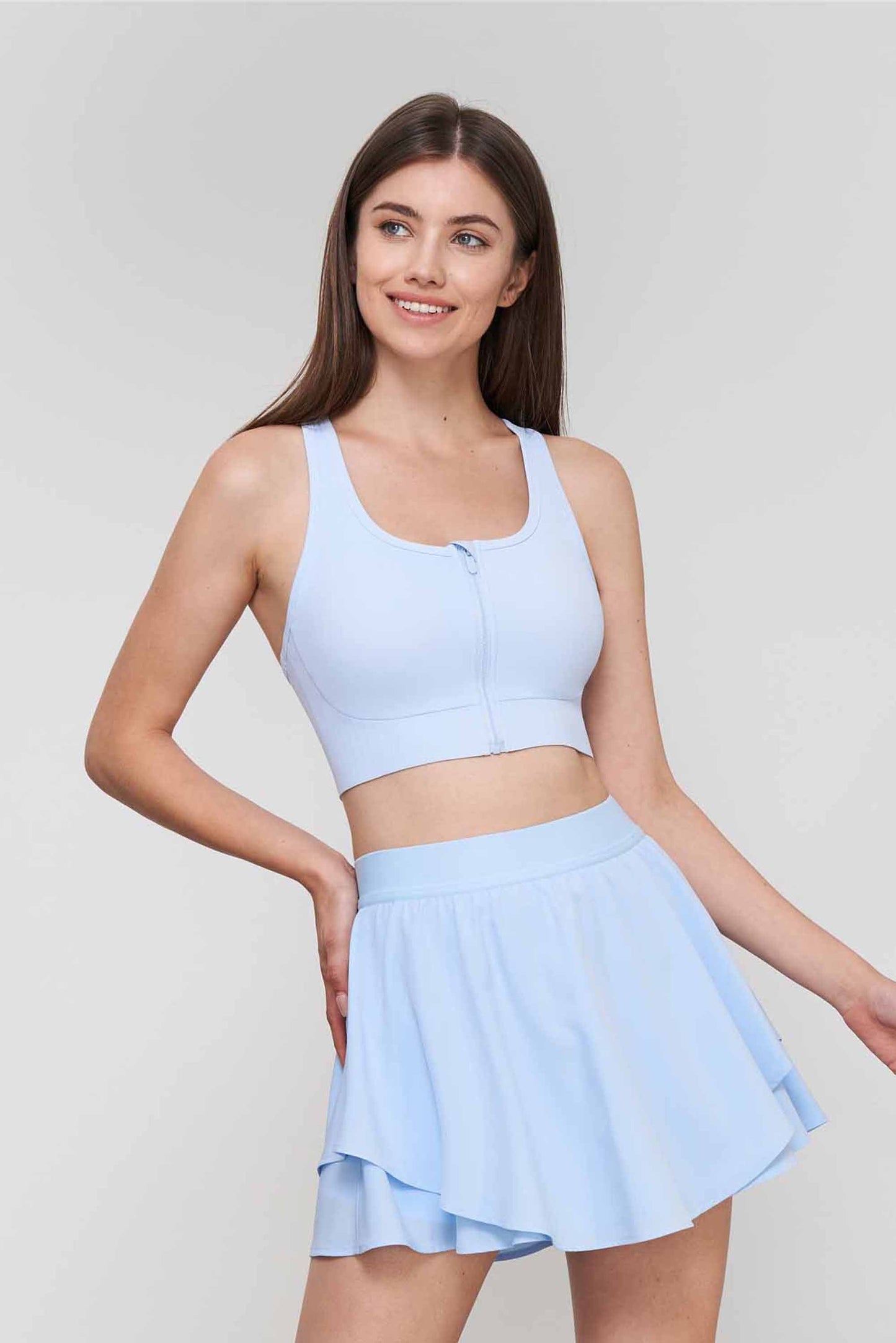 WX1547-SSLC LyCRa zipper sports underwear Women's one-piece fixed cup fitness vest hollow back yoga bra