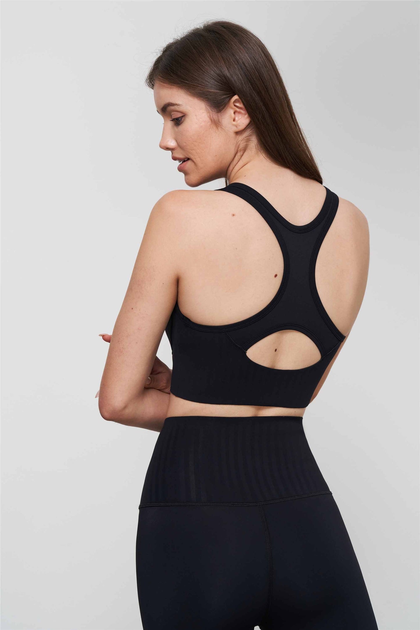 WX1547-SSLC LyCRa zipper sports underwear Women's one-piece fixed cup fitness vest hollow back yoga bra