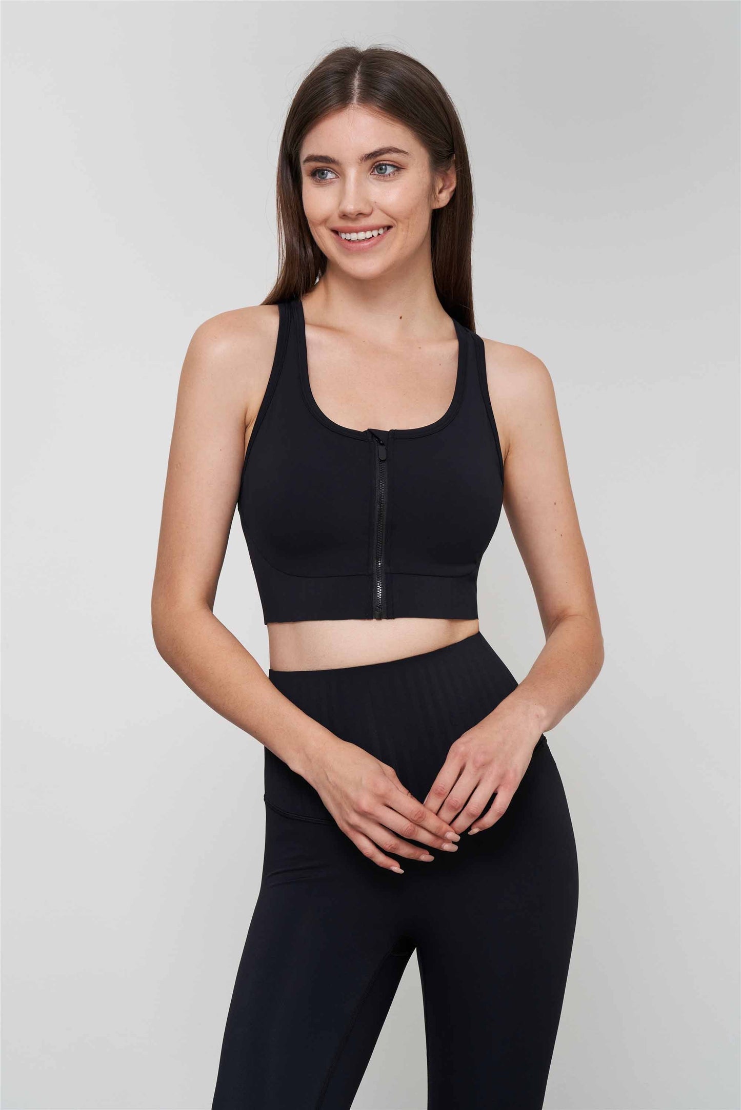 WX1547-SSLC LyCRa zipper sports underwear Women's one-piece fixed cup fitness vest hollow back yoga bra