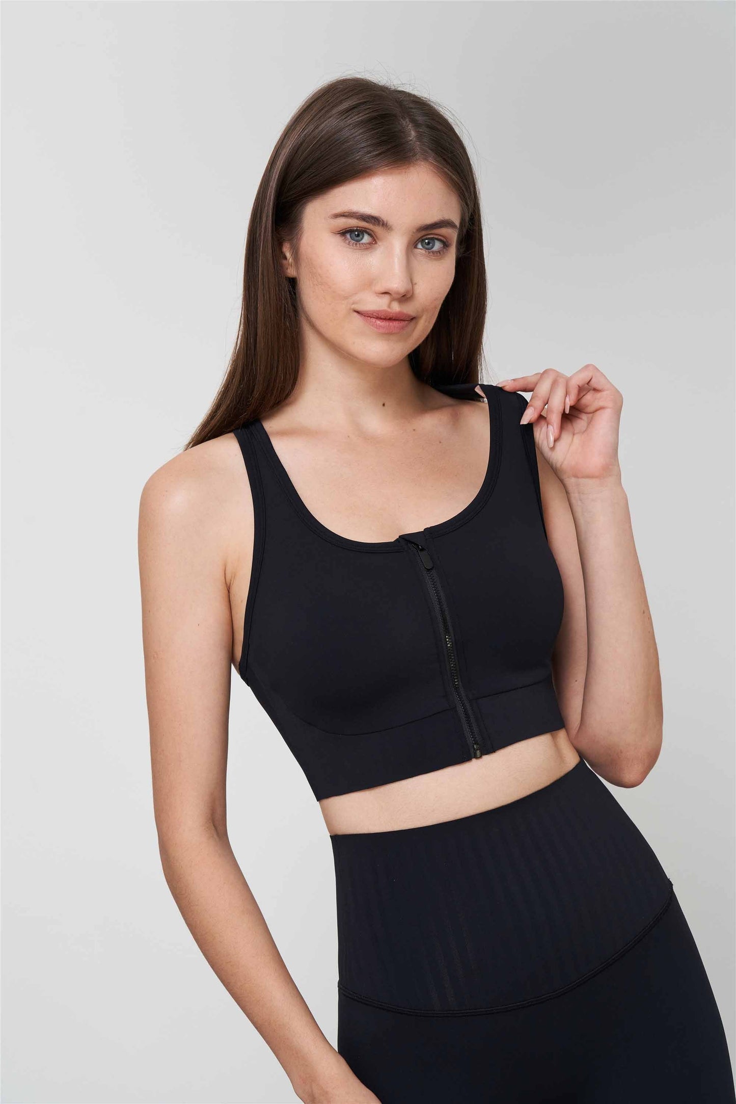 WX1547-SSLC LyCRa zipper sports underwear Women's one-piece fixed cup fitness vest hollow back yoga bra