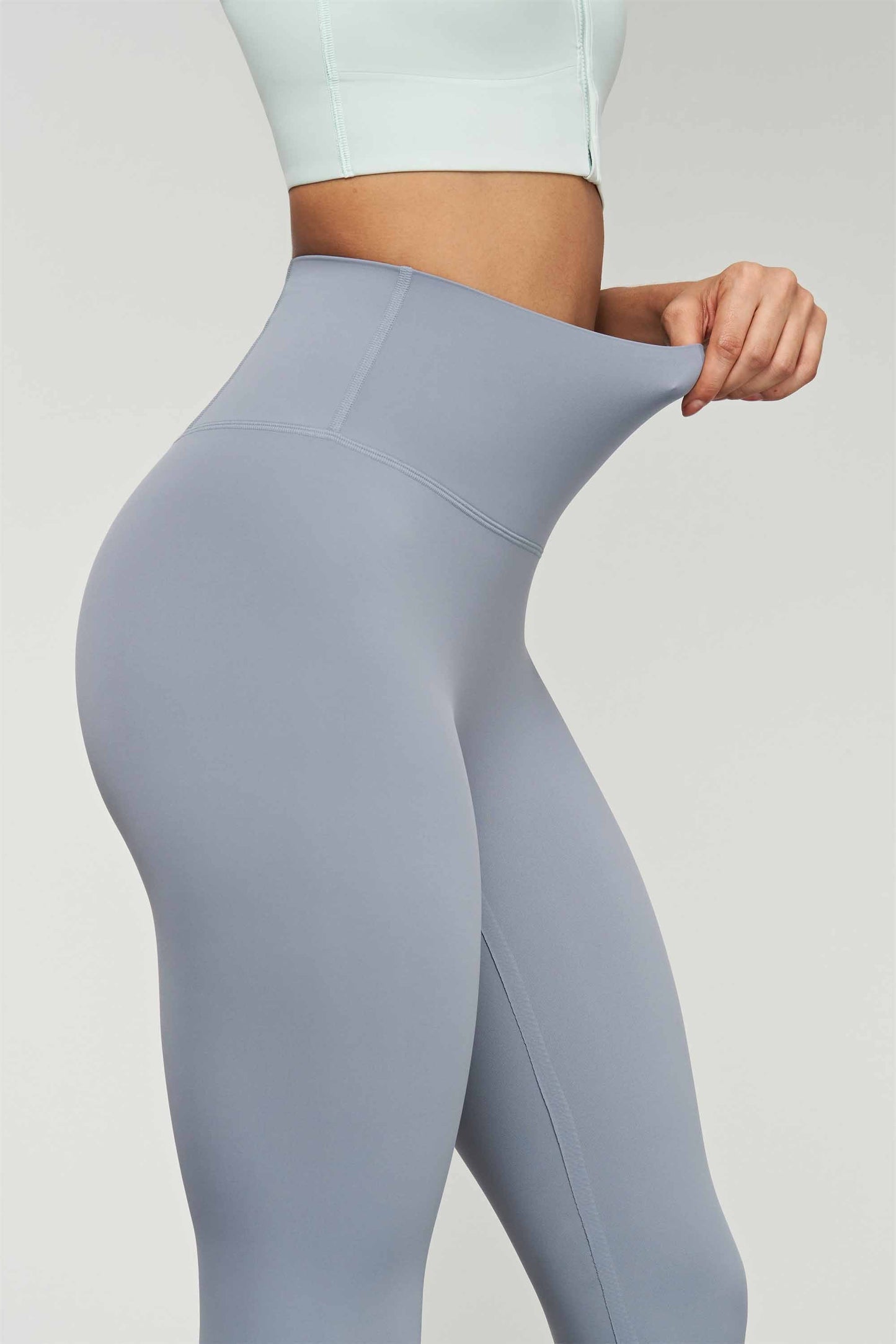 CK1551-Lycra high-waisted anti-curling fitness pants, seamless adhesive fit, sports leggings for running and fitness for women