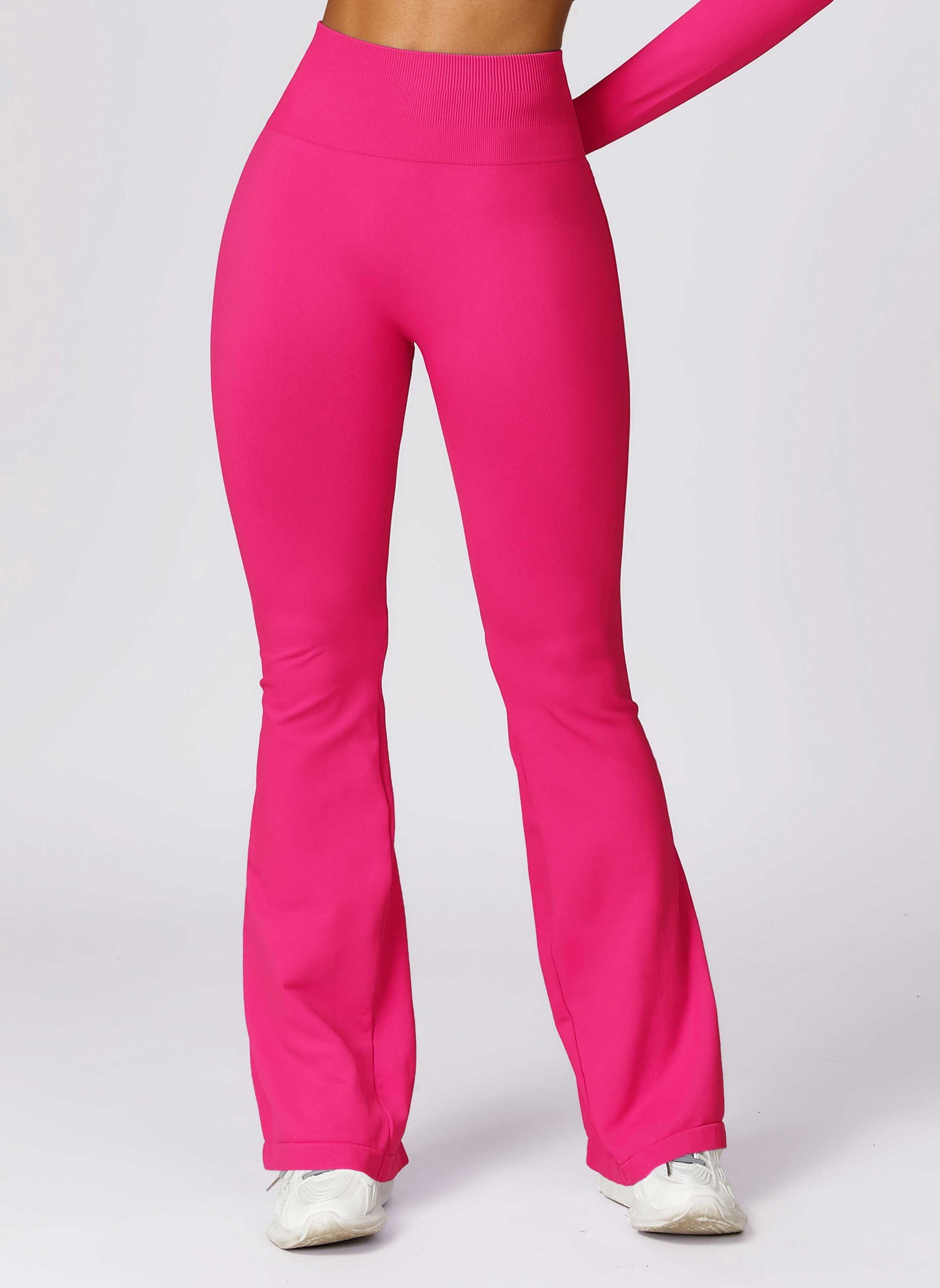 HR7502-2-Wide-leg seamless hip-lifting yoga flared pants, high-waisted slightly flared casual sports pants for tummy control