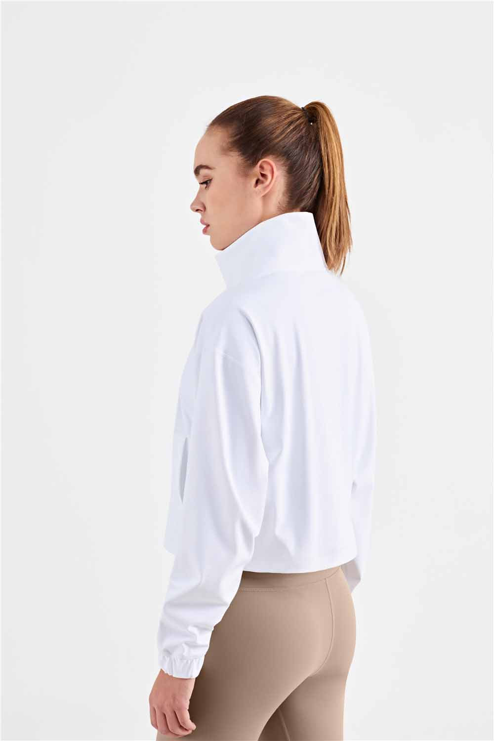 WT1426- Standing collar windproof yoga coat women's new medium strength yoga wear top zipper leisure sports fitness wear
