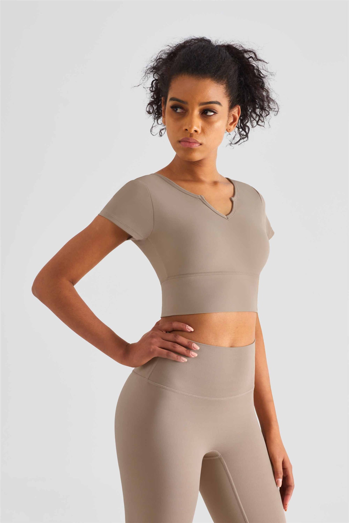 TXB1440-NULS Yoga dress short sleeve with chest cushion sexy V-neck fitness vest cross Europe and the United States to wear sports T-shirt women