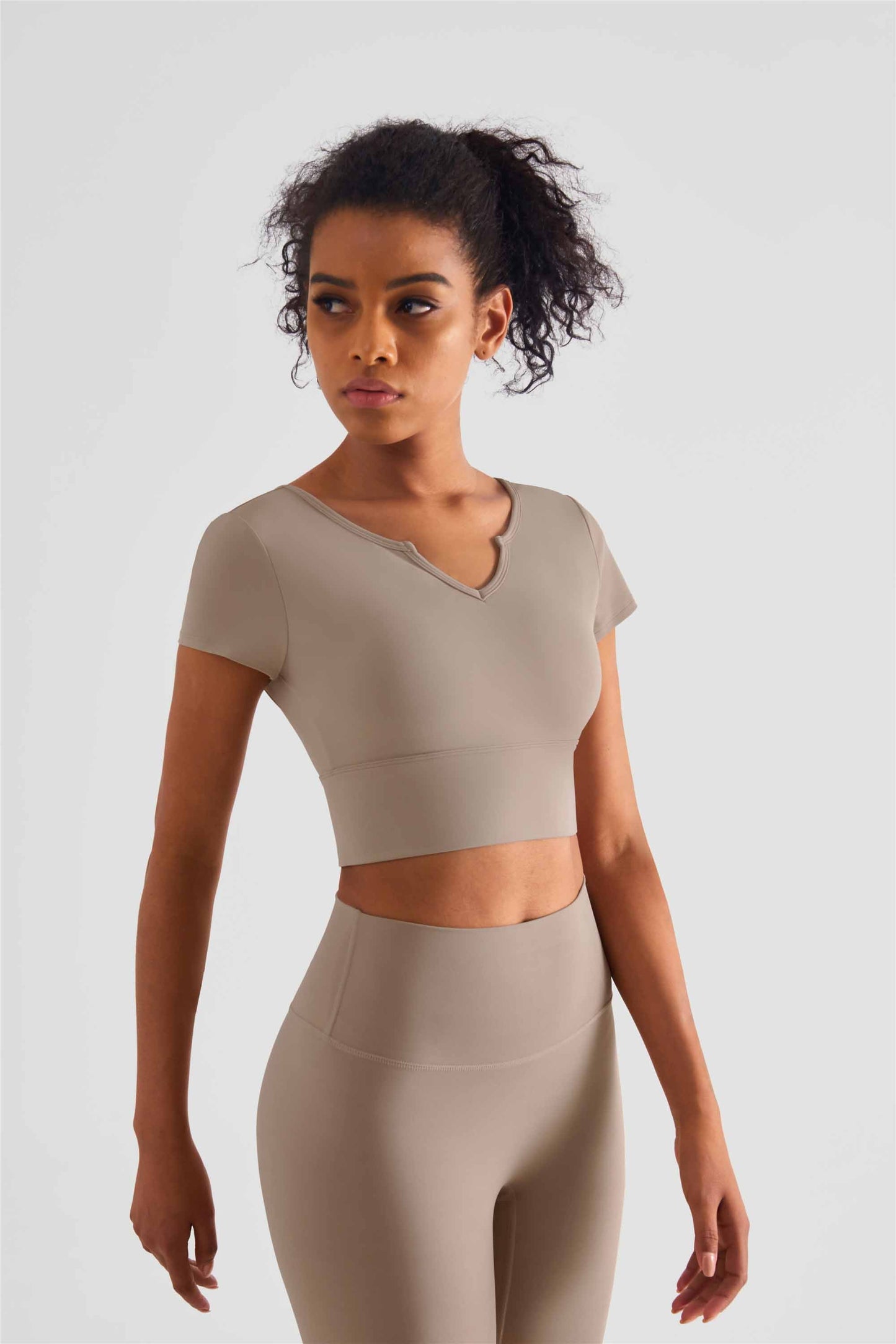 TXB1440-NULS Yoga dress short sleeve with chest cushion sexy V-neck fitness vest cross Europe and the United States to wear sports T-shirt women
