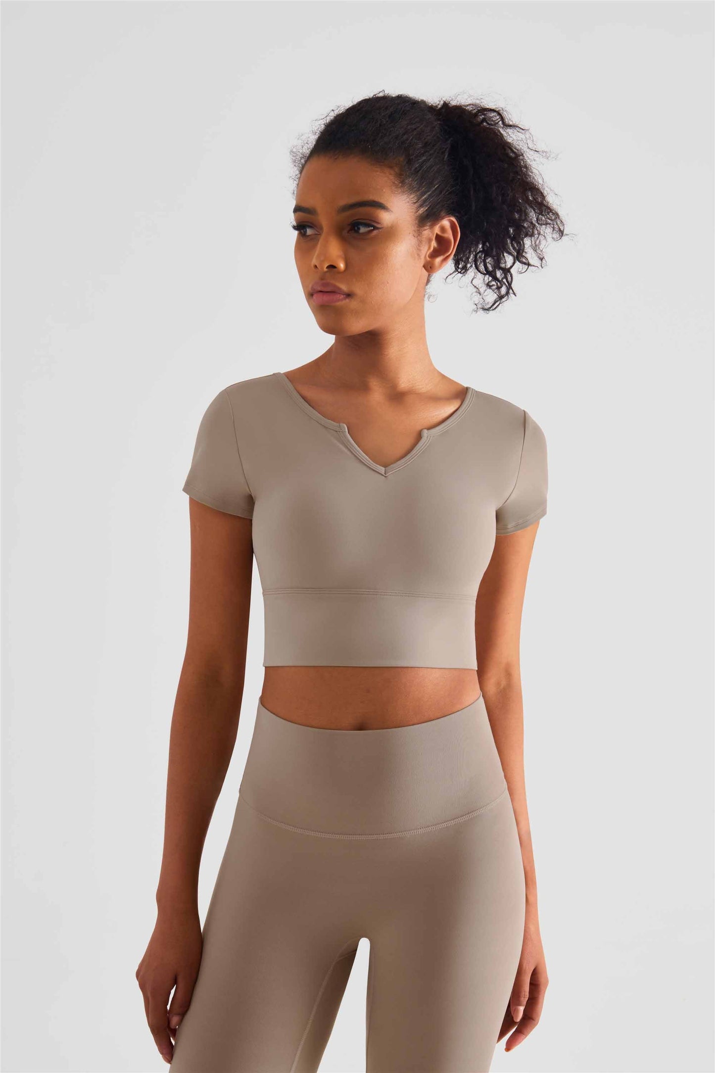 TXB1440-NULS Yoga dress short sleeve with chest cushion sexy V-neck fitness vest cross Europe and the United States to wear sports T-shirt women