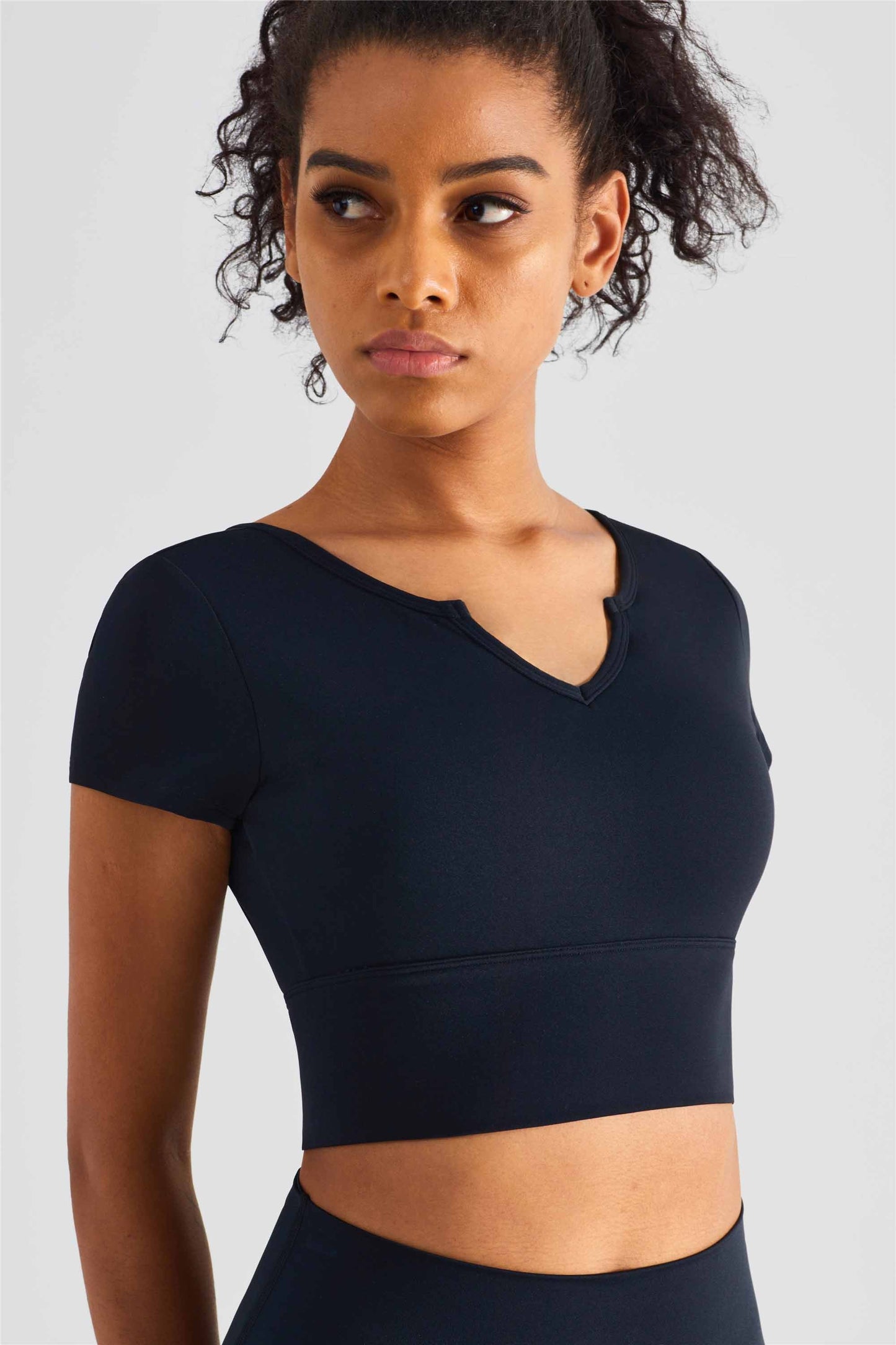 TXB1440-NULS Yoga dress short sleeve with chest cushion sexy V-neck fitness vest cross Europe and the United States to wear sports T-shirt women