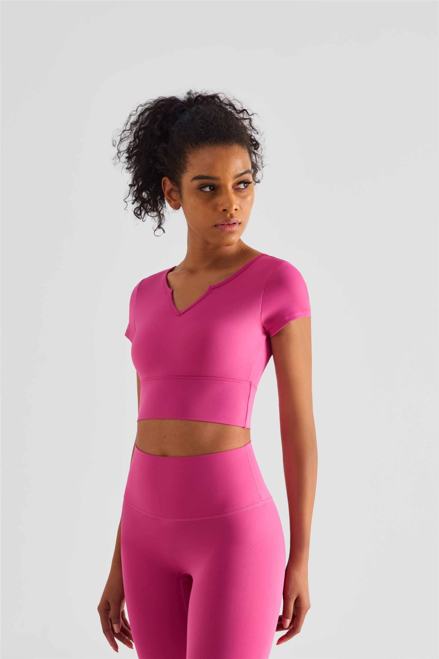 TXB1440-NULS Yoga dress short sleeve with chest cushion sexy V-neck fitness vest cross Europe and the United States to wear sports T-shirt women