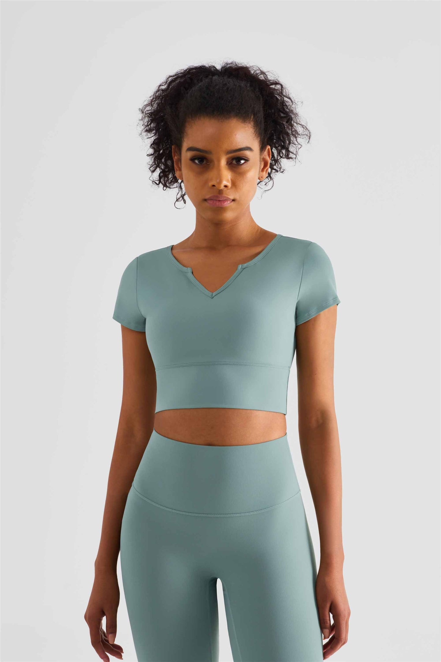 TXB1440-NULS Yoga dress short sleeve with chest cushion sexy V-neck fitness vest cross Europe and the United States to wear sports T-shirt women