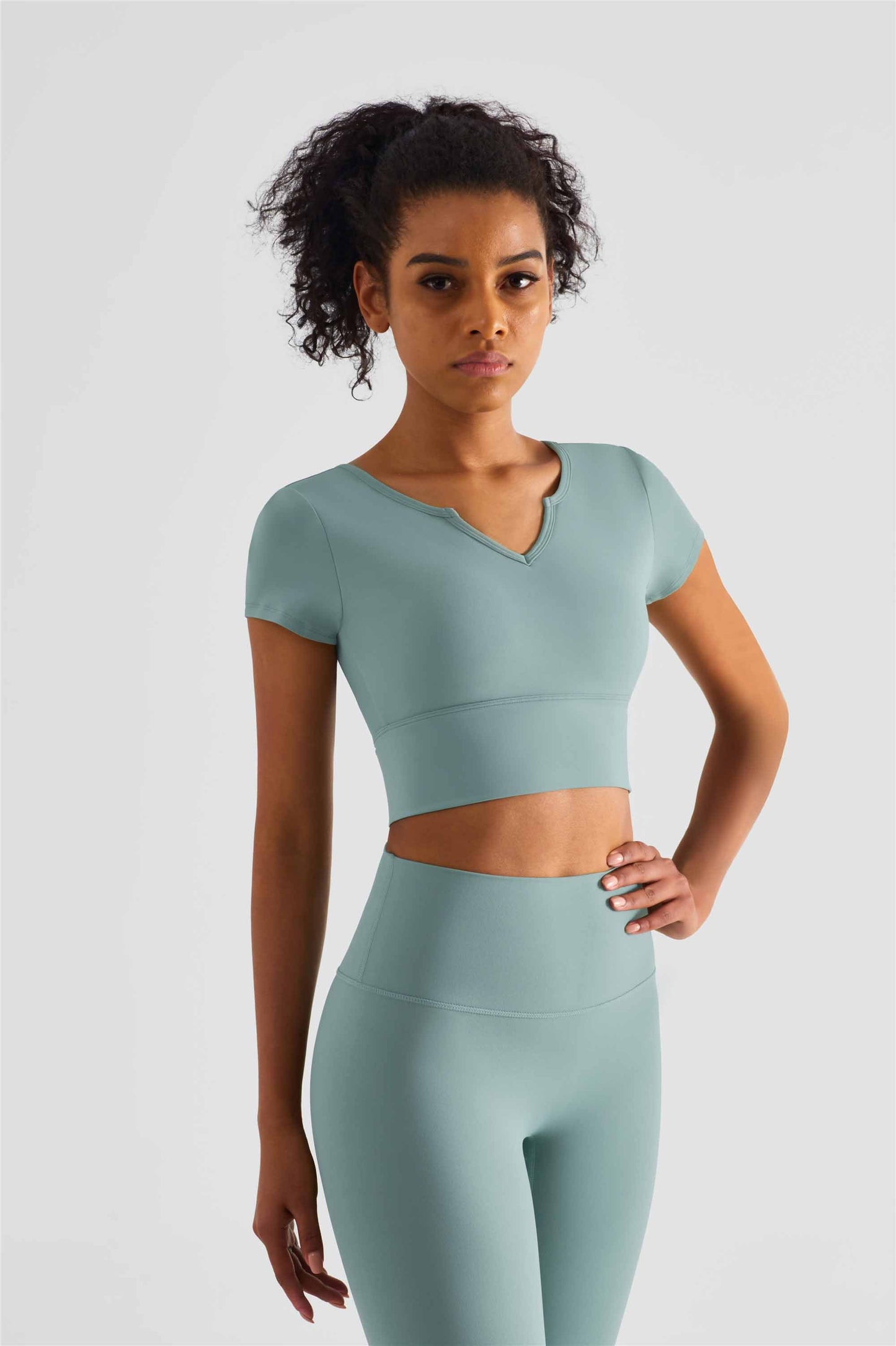 TXB1440-NULS Yoga dress short sleeve with chest cushion sexy V-neck fitness vest cross Europe and the United States to wear sports T-shirt women