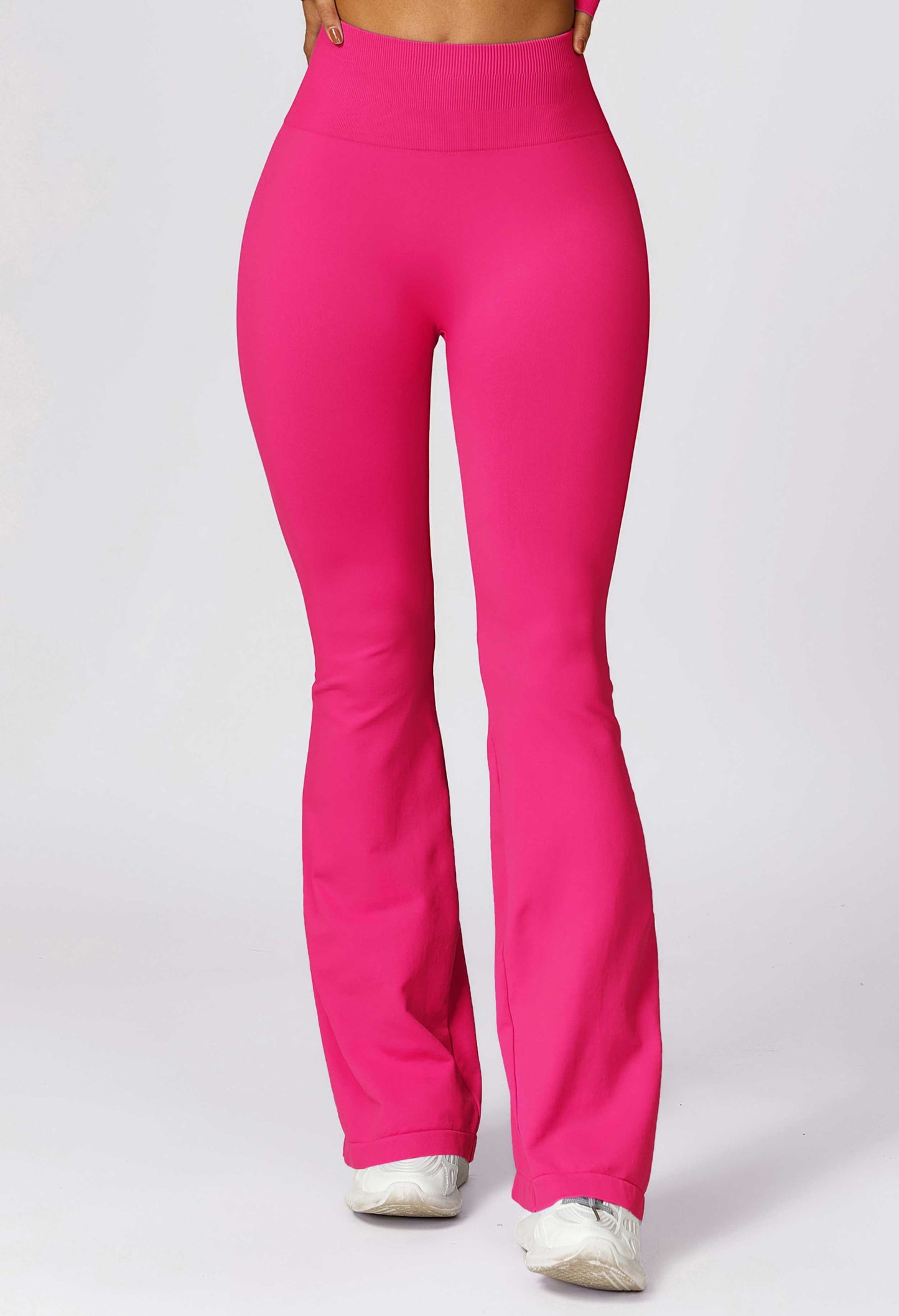 HR7502-2-Wide-leg seamless hip-lifting yoga flared pants, high-waisted slightly flared casual sports pants for tummy control